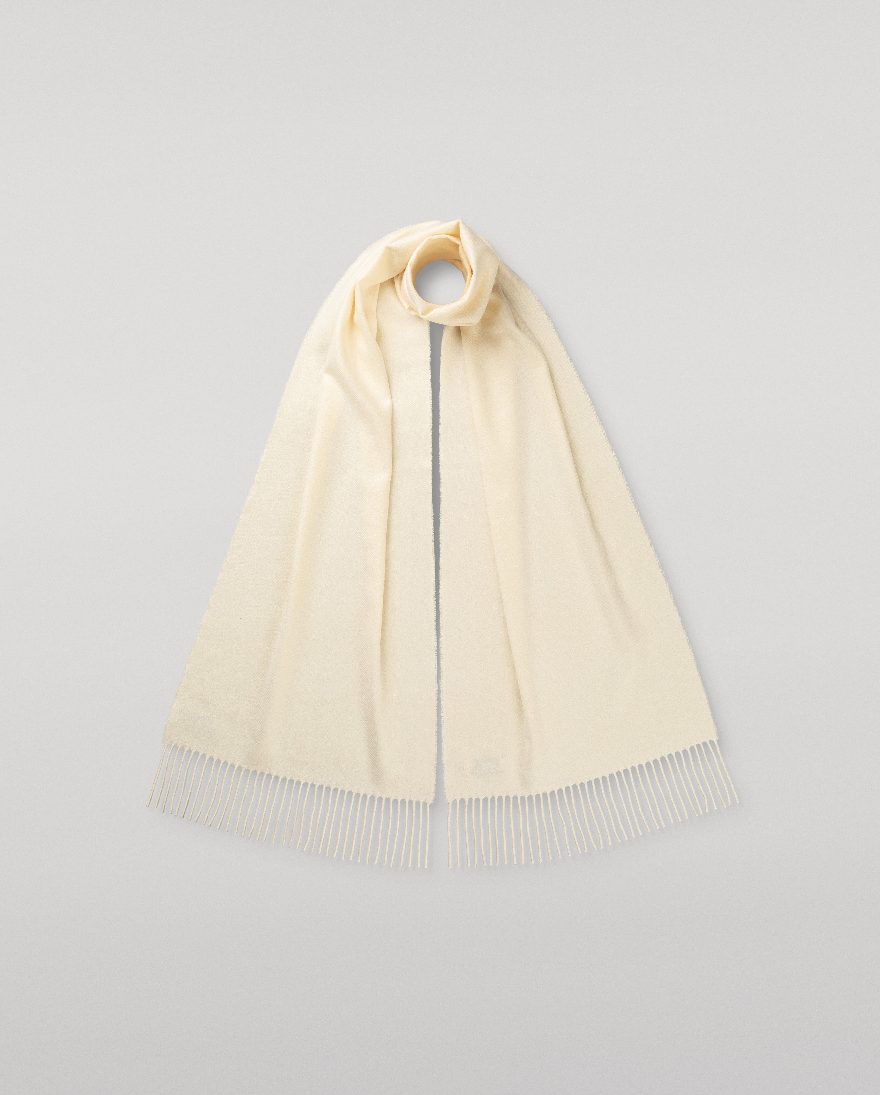 Wide White Cashmere Scarf