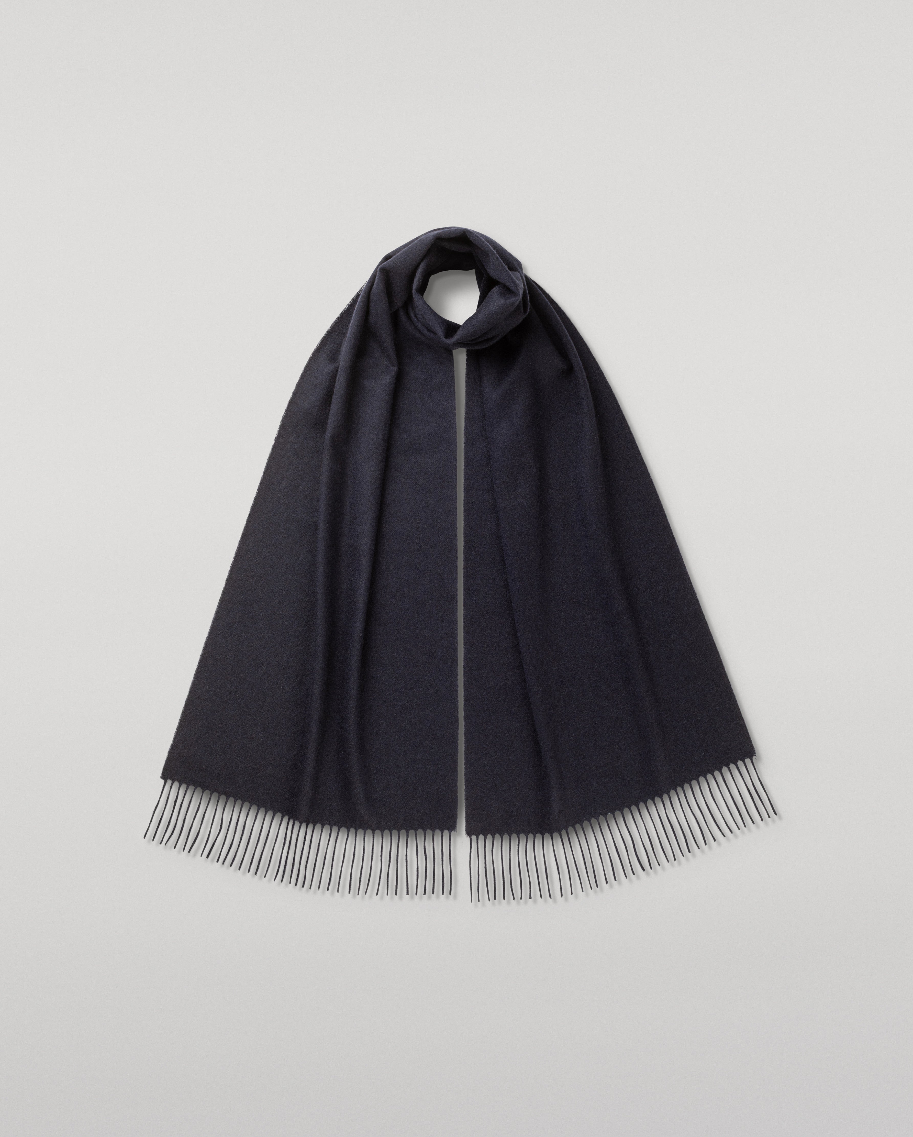 Wide Dark Navy Cashmere Scarf