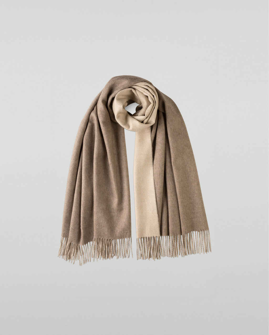 Contrast Reversible Natural Cashmere Stole