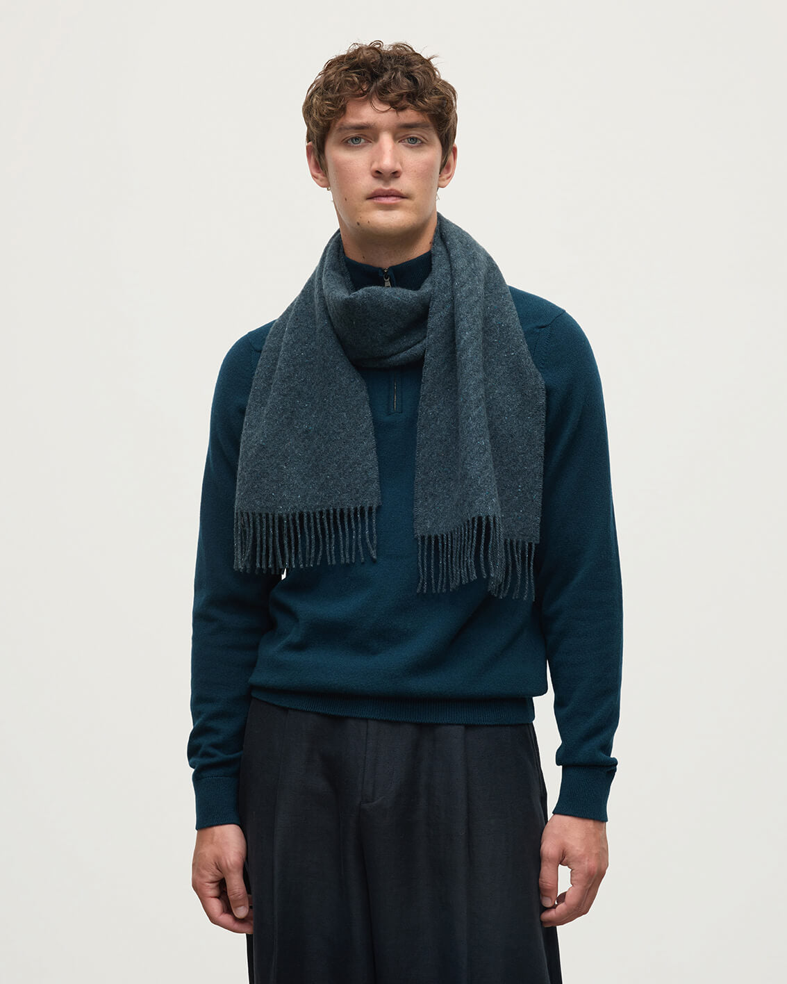 Lofty Twill Blue Cashmere Scarf