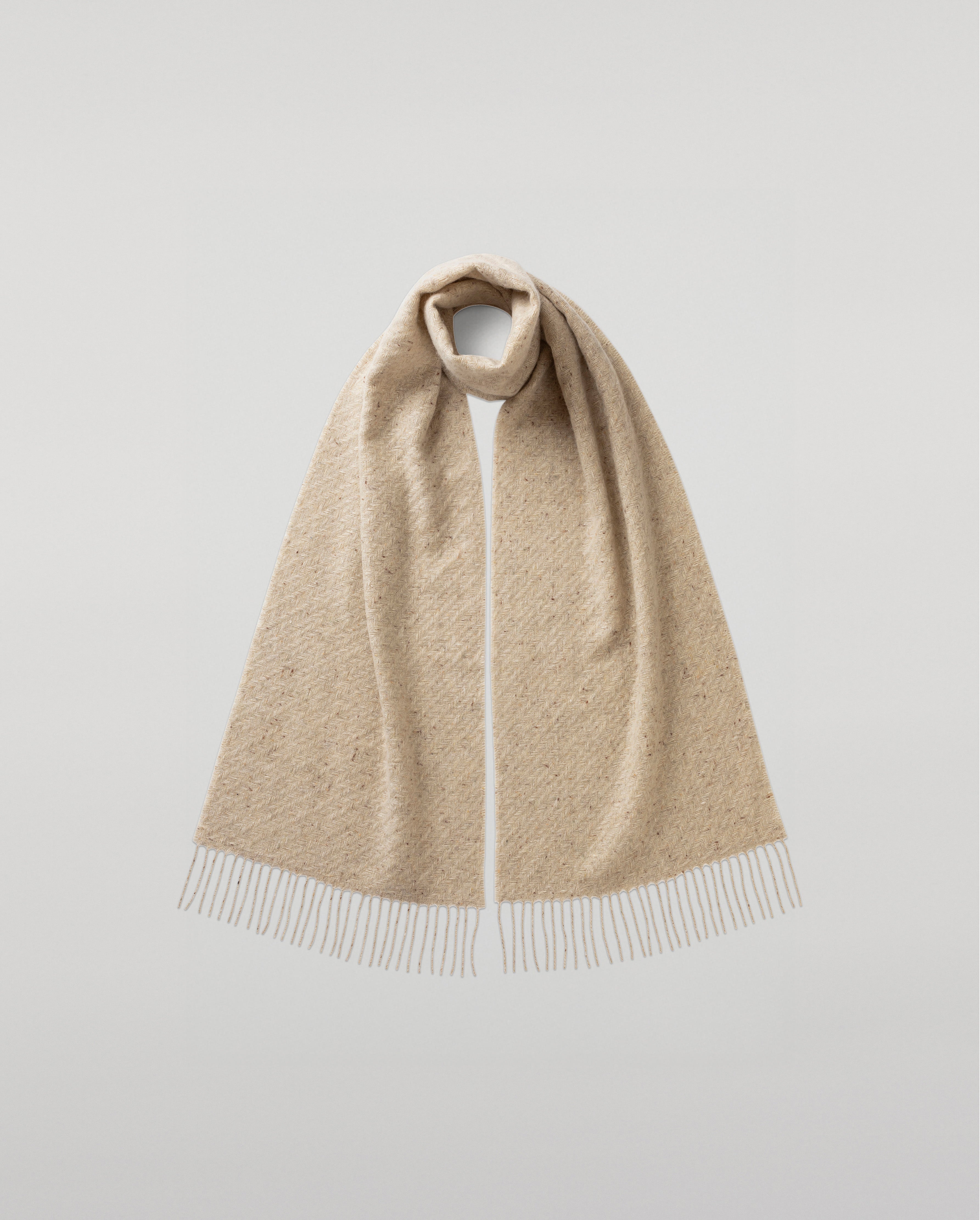 Lofty Twill Cream Cashmere Scarf