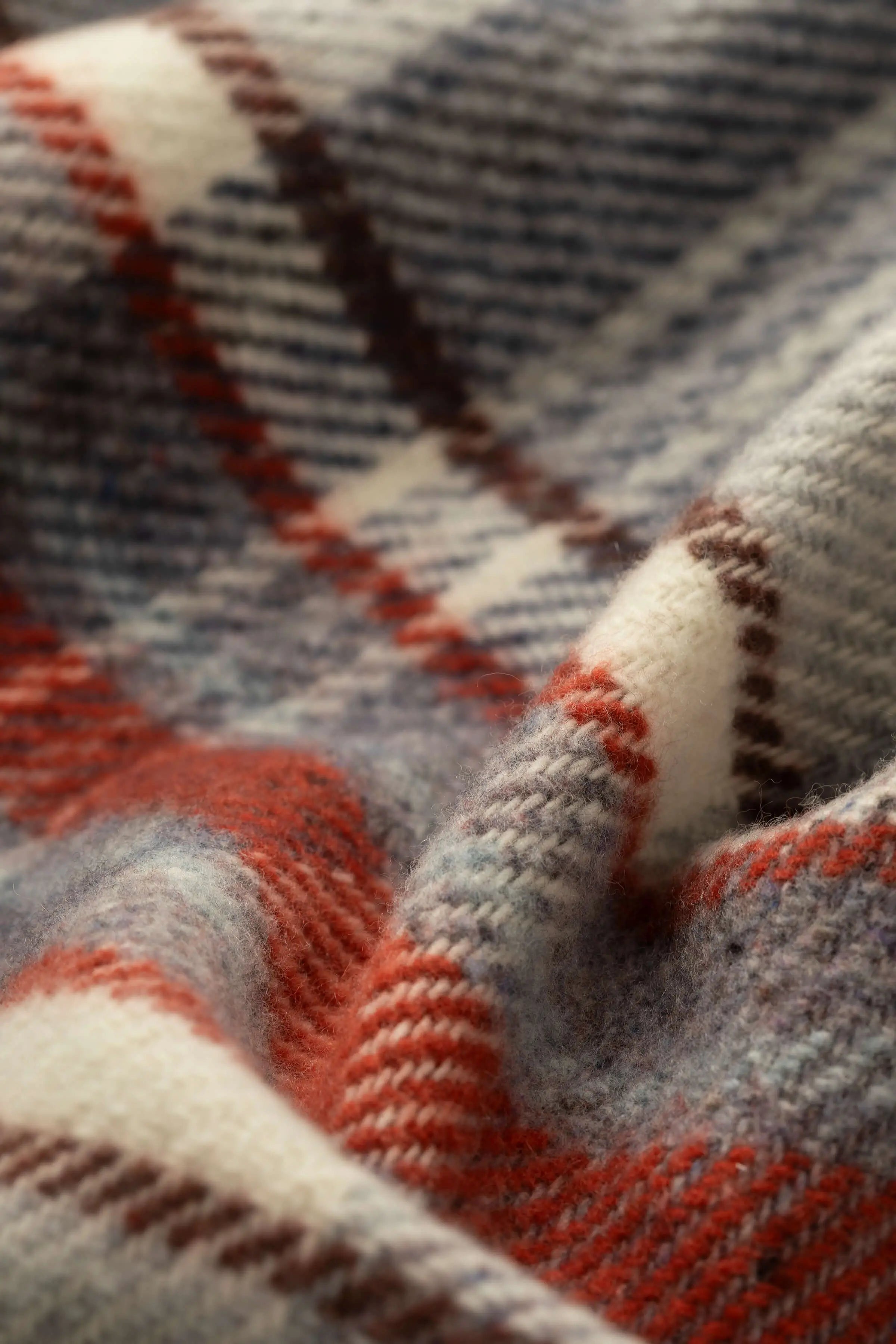 Donegal Check Bed Throw in Russet & Grey