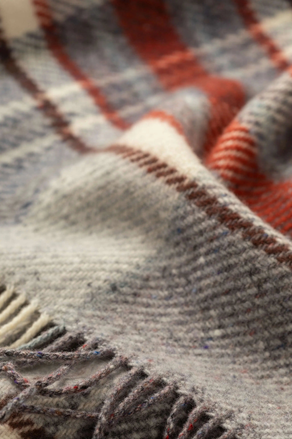 Donegal Check Bed Throw in Russet & Grey