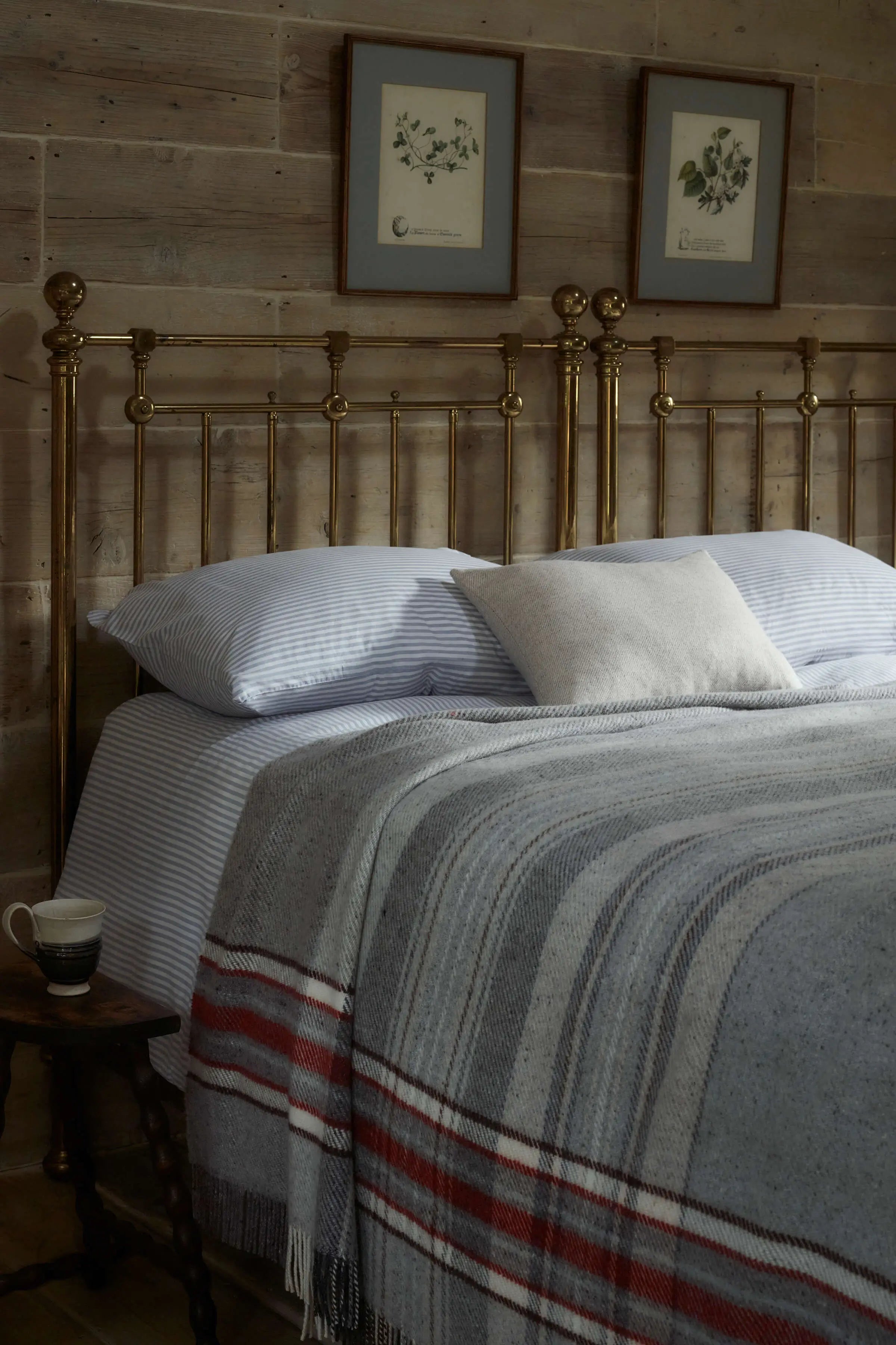 Donegal Check Bed Throw in Russet & Grey