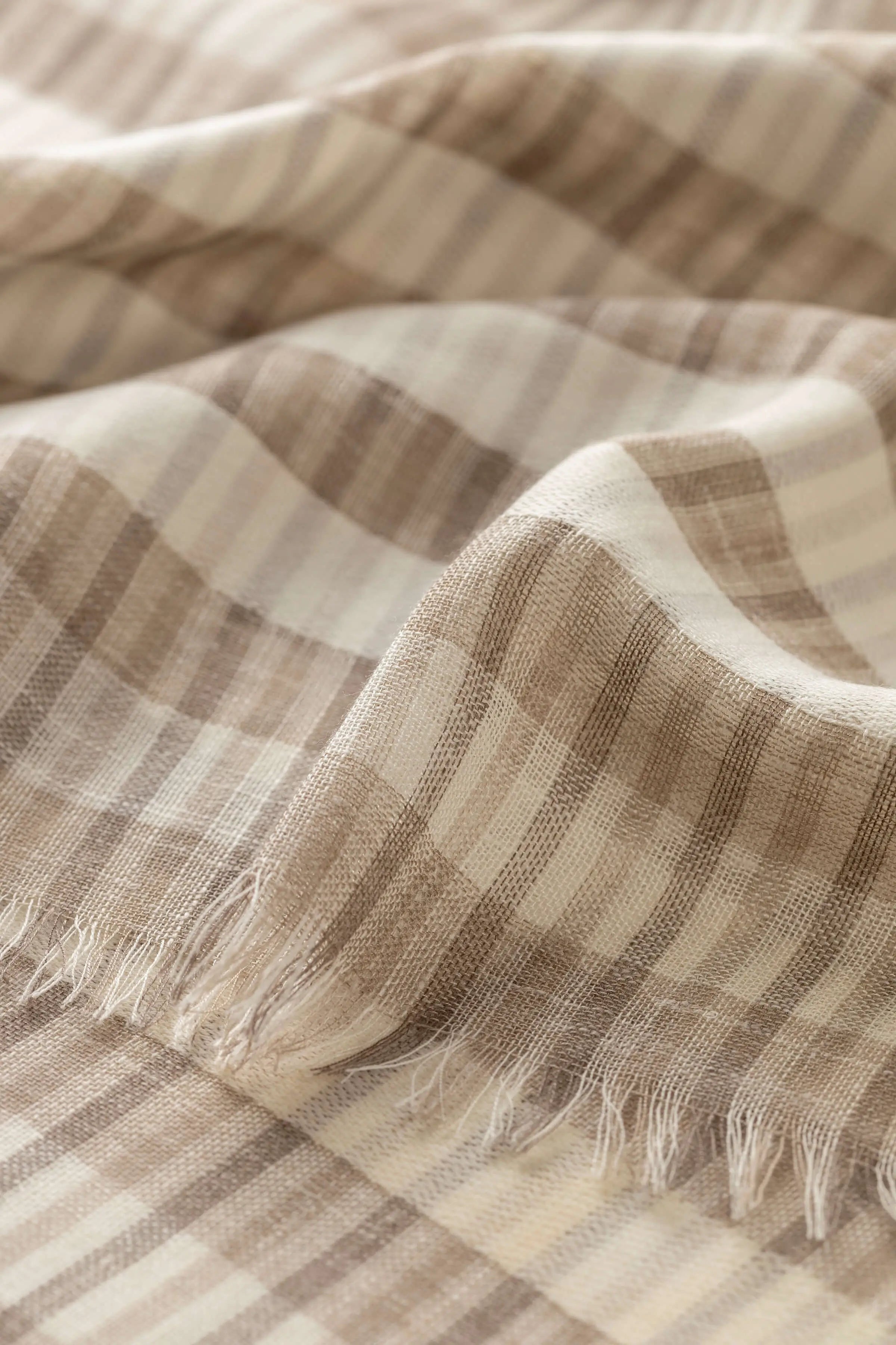 Tipped Stripe Natural Lightweight Scarf