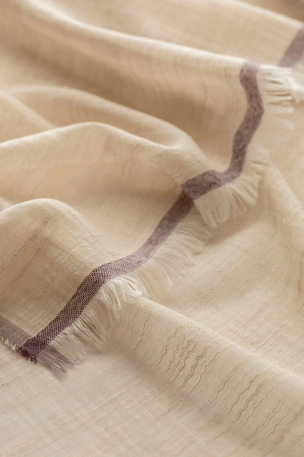Colour Border Natural Lightweight Scarf