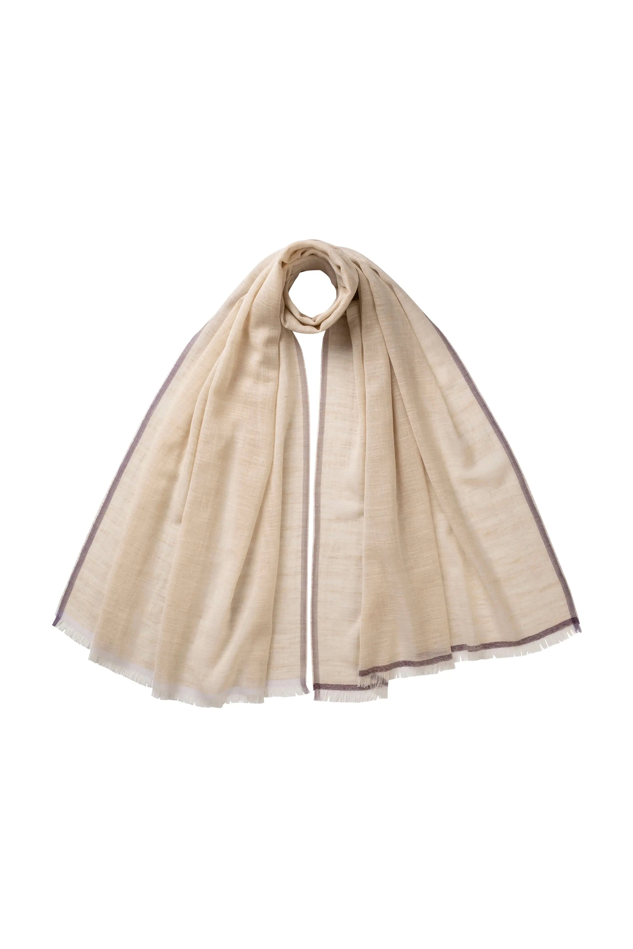 Colour Border Natural Lightweight Scarf