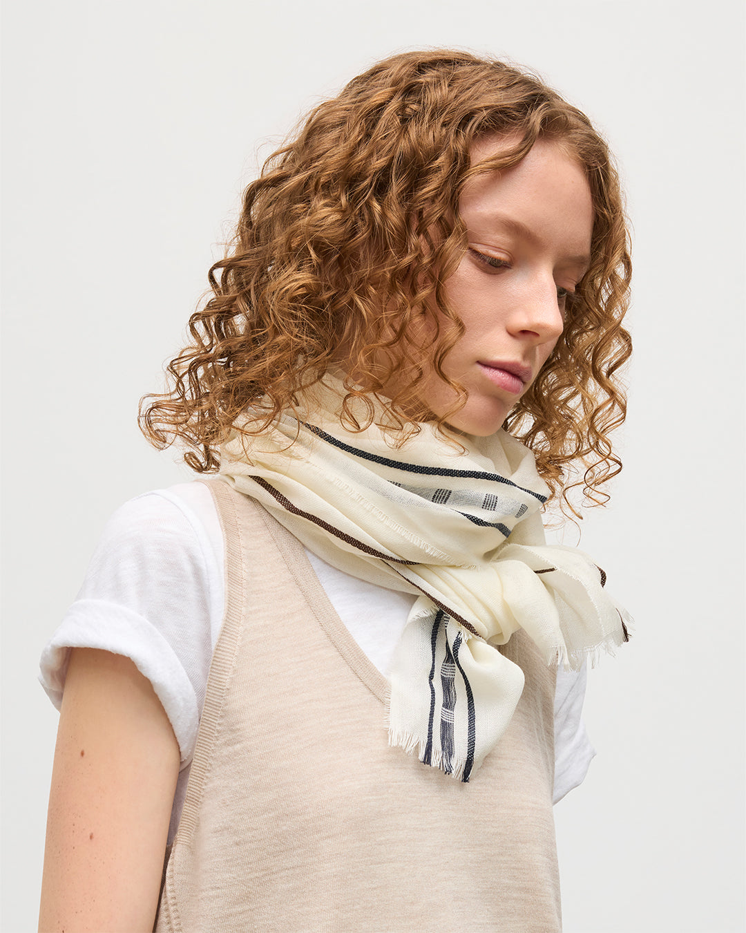 Cyrus Float Edge White Scarf