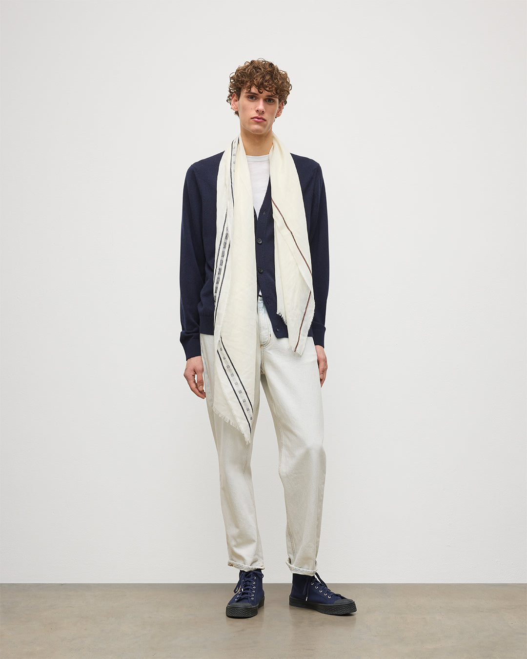 Cyrus Float Edge White Scarf