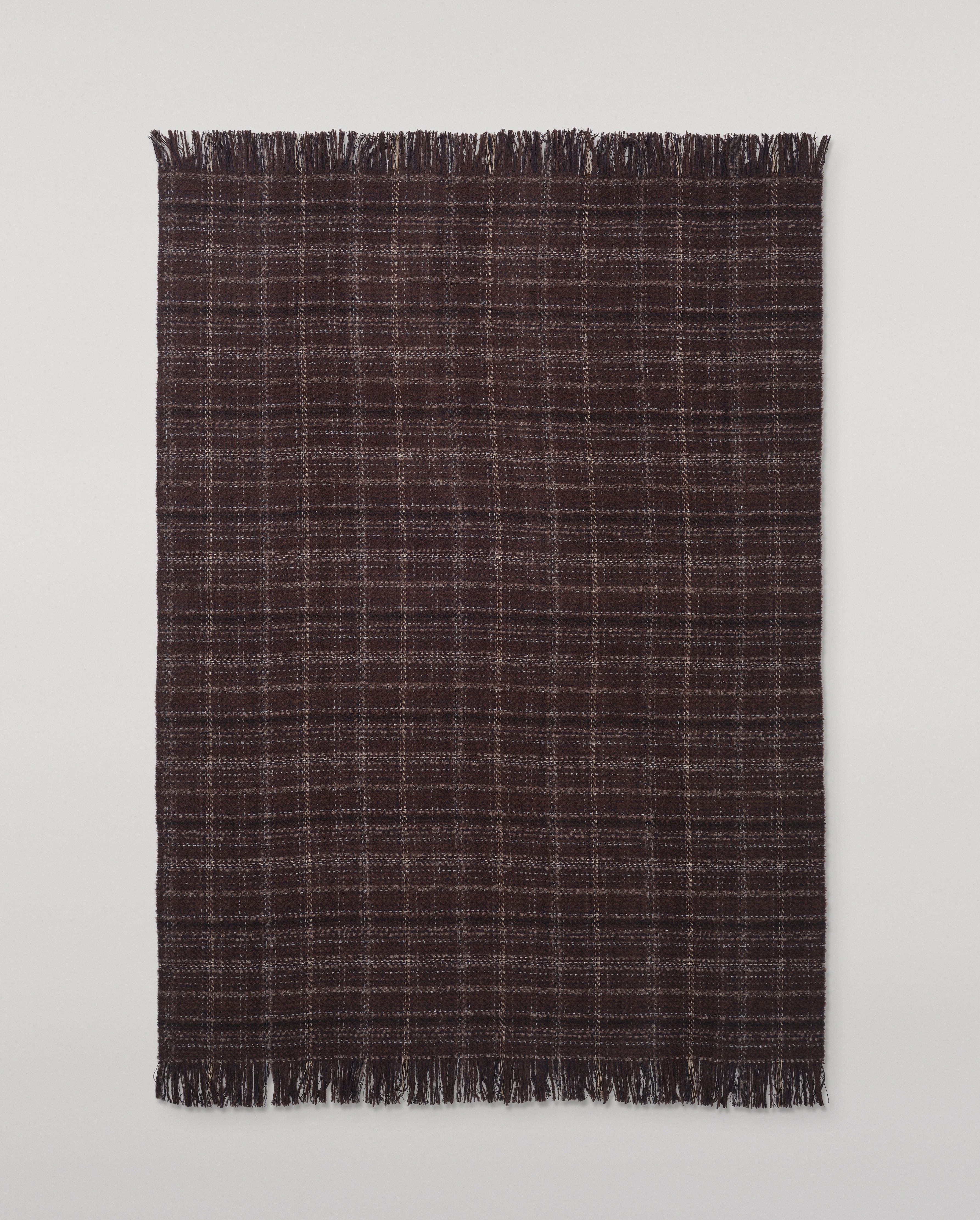 Luxury Texture Throw in Peat Brown & Navy