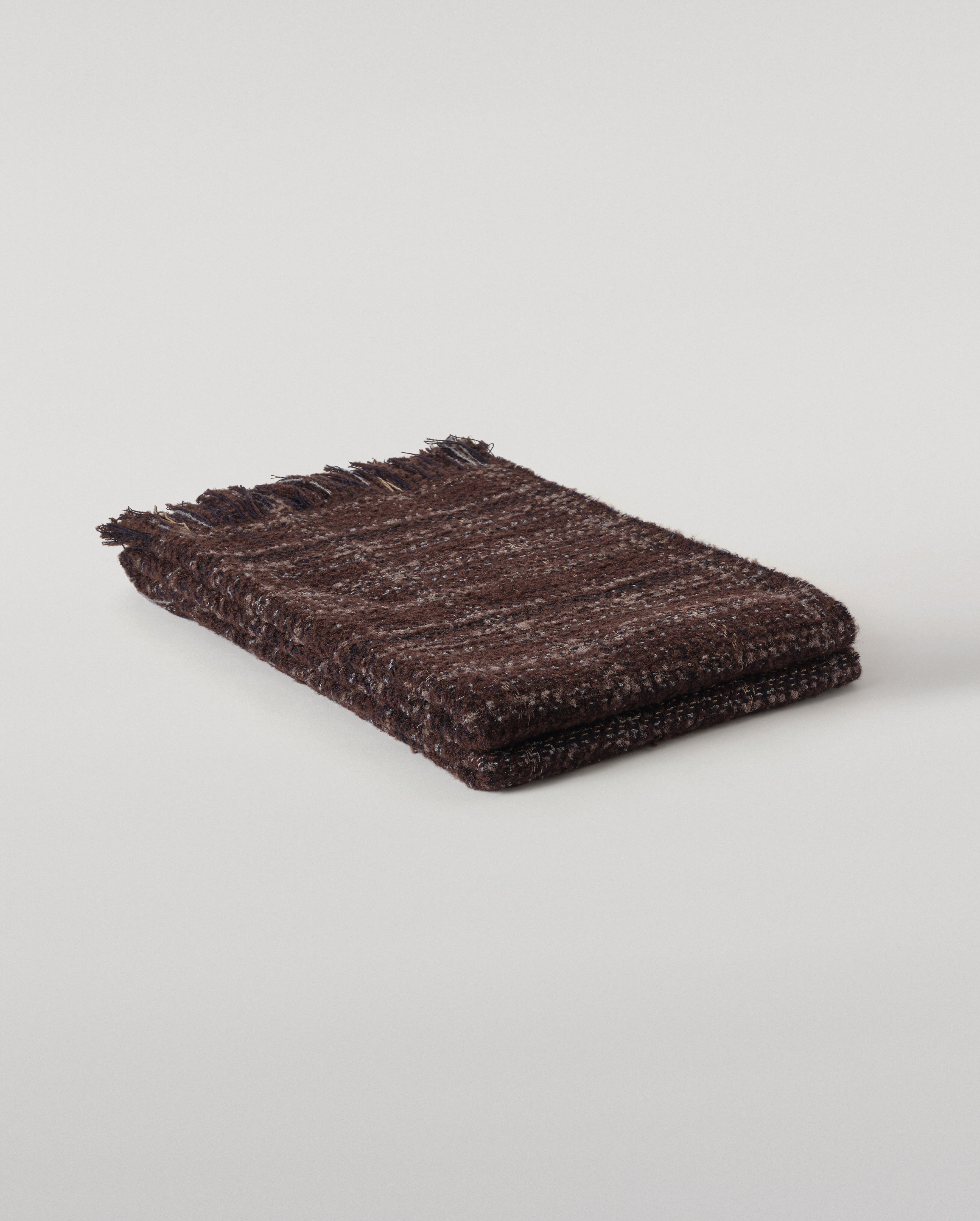 Luxury Texture Throw in Peat Brown & Navy