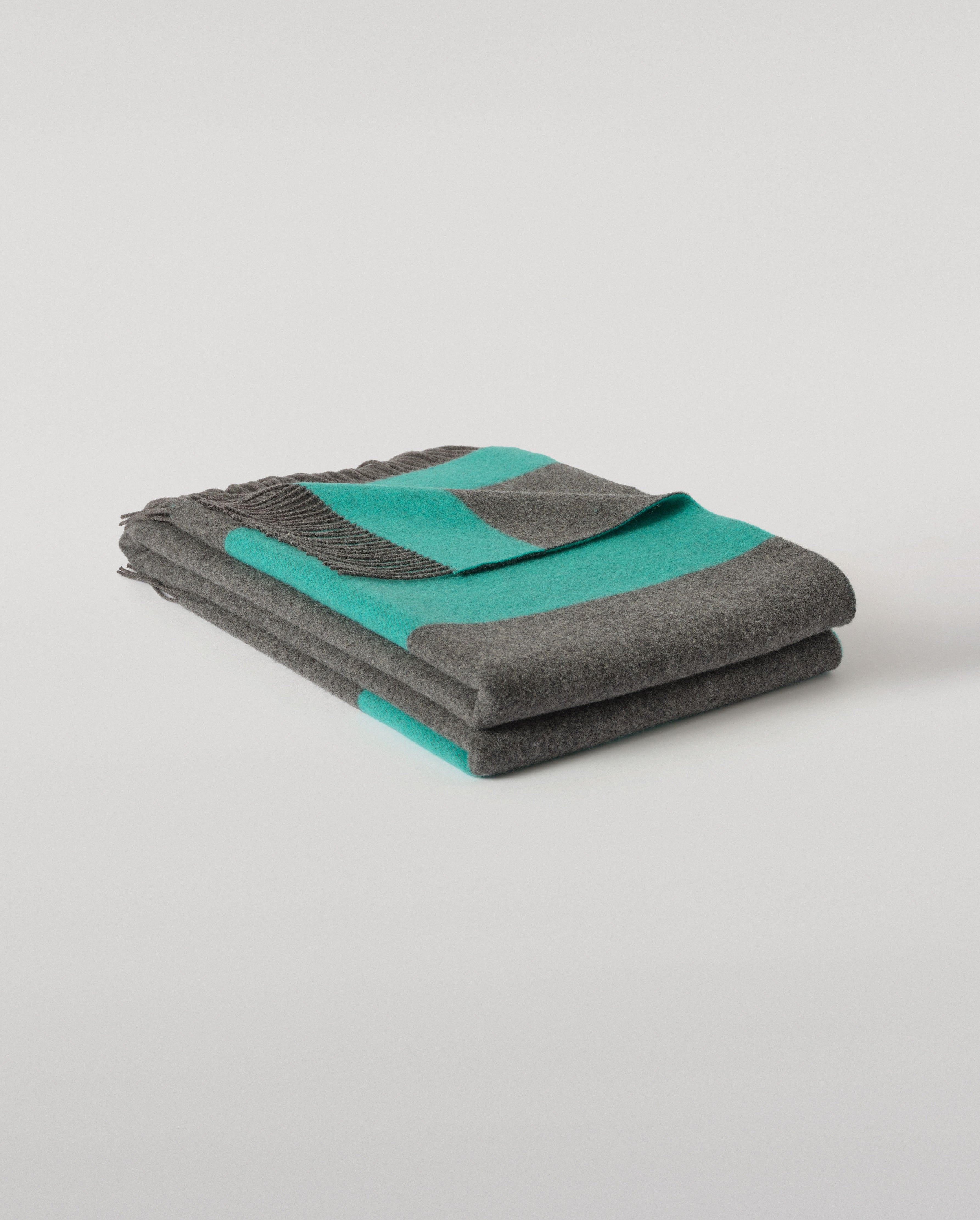 Grey & Green Stripe Throw