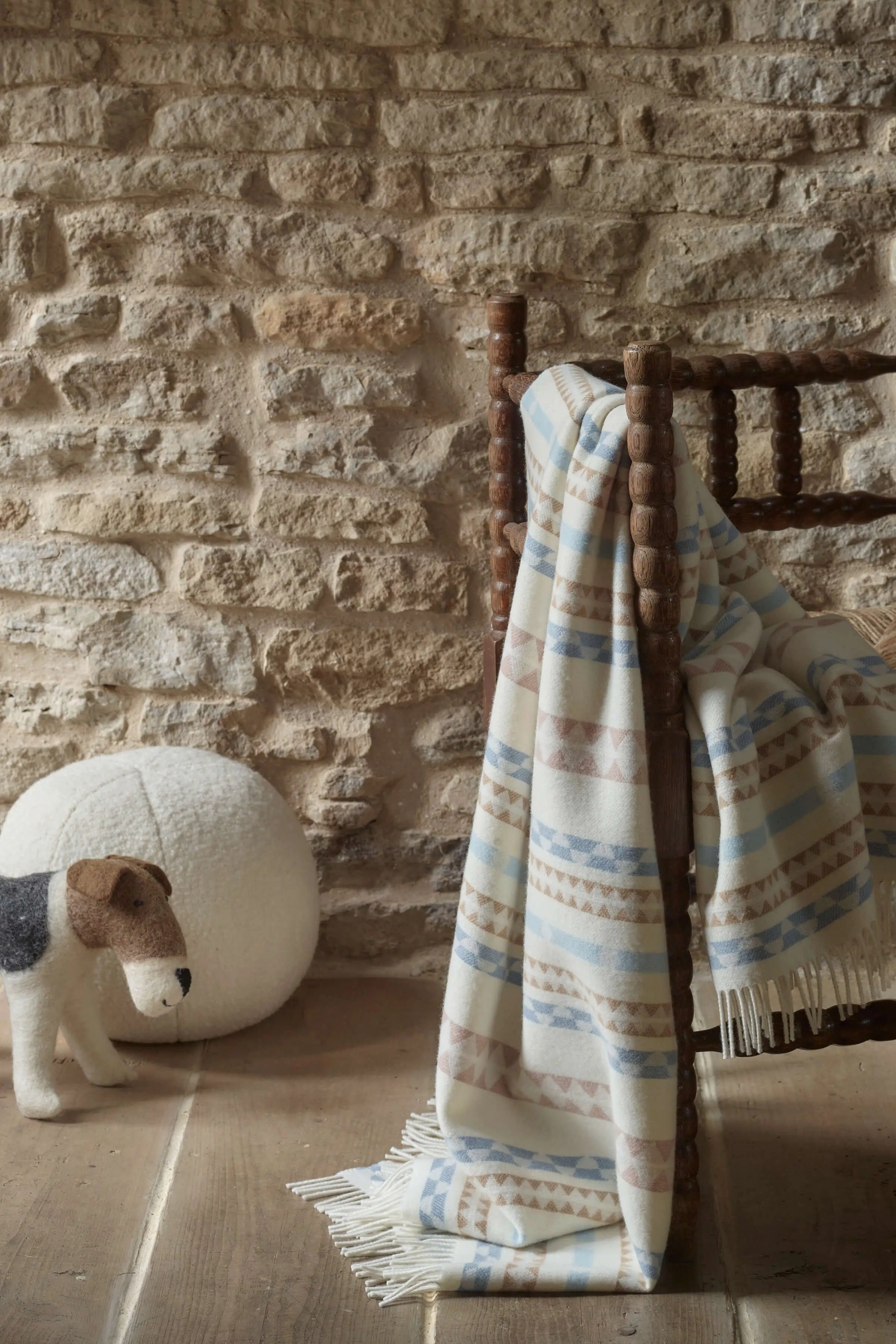 Purled Fringe Children's Blanket in Natural