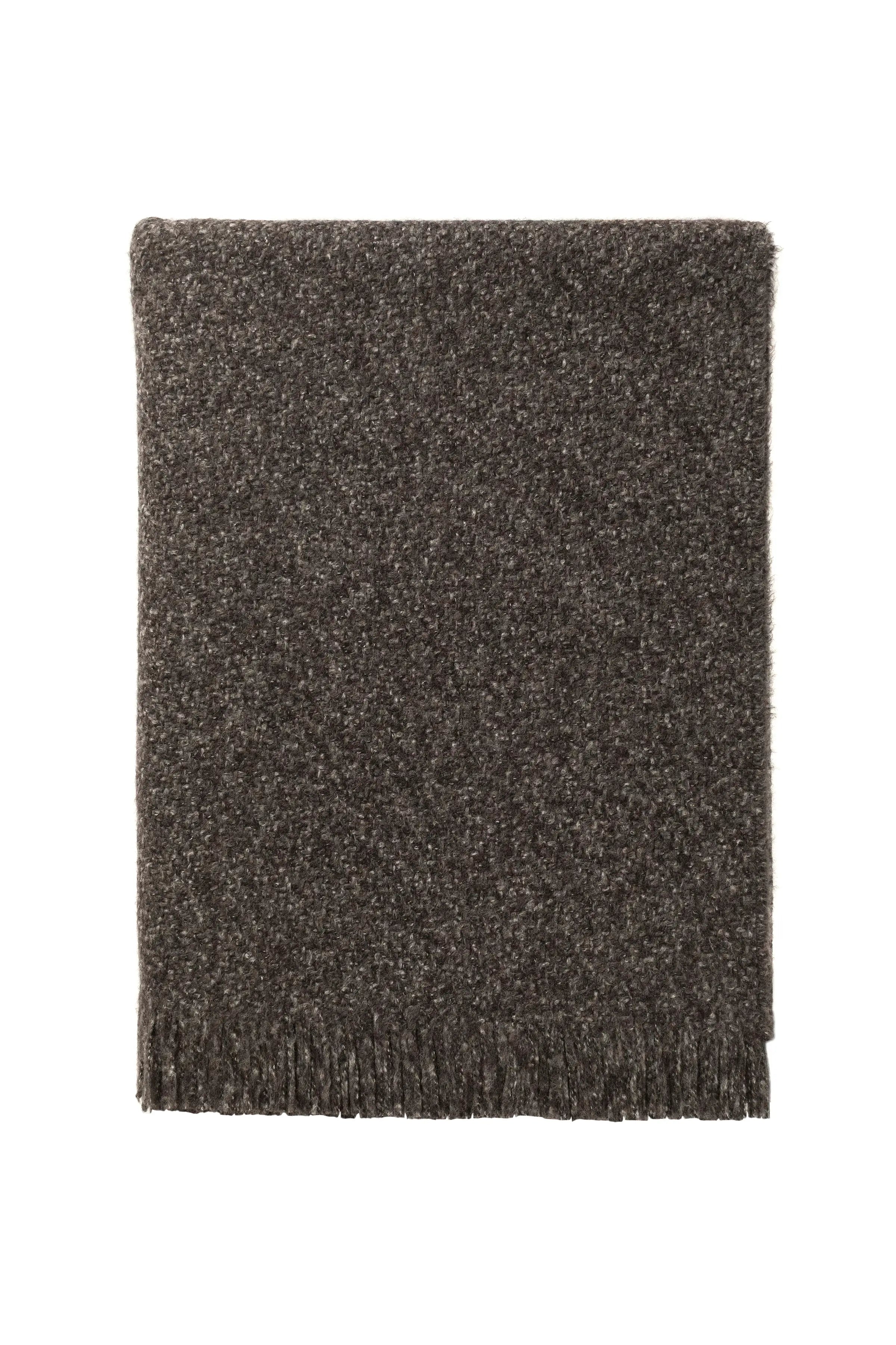 Brushed Bouclé Cashmere Silk Throw in Charcoal