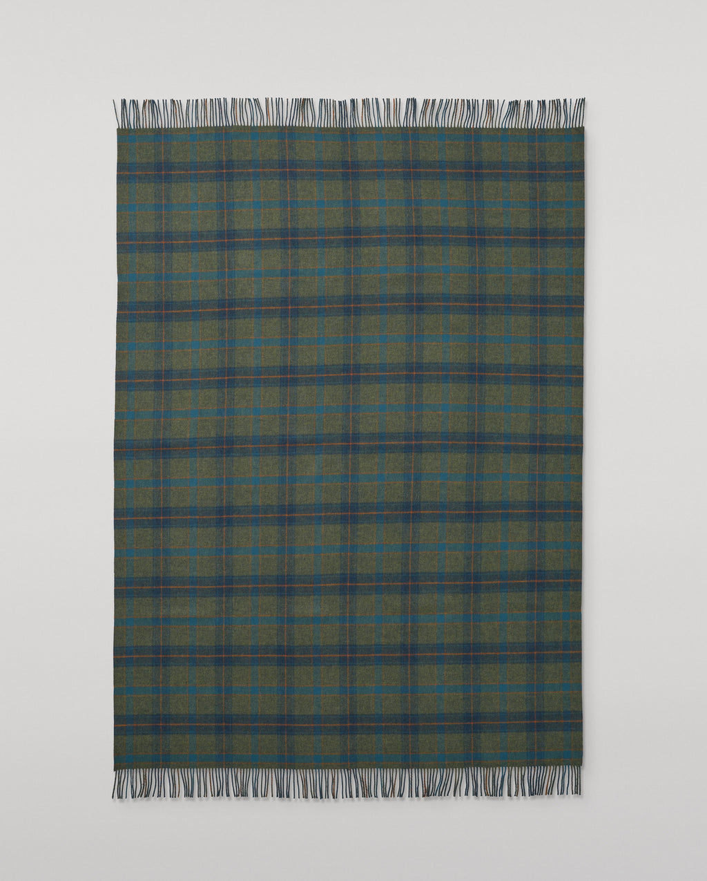 Double Face Green Check Lambswool Throw