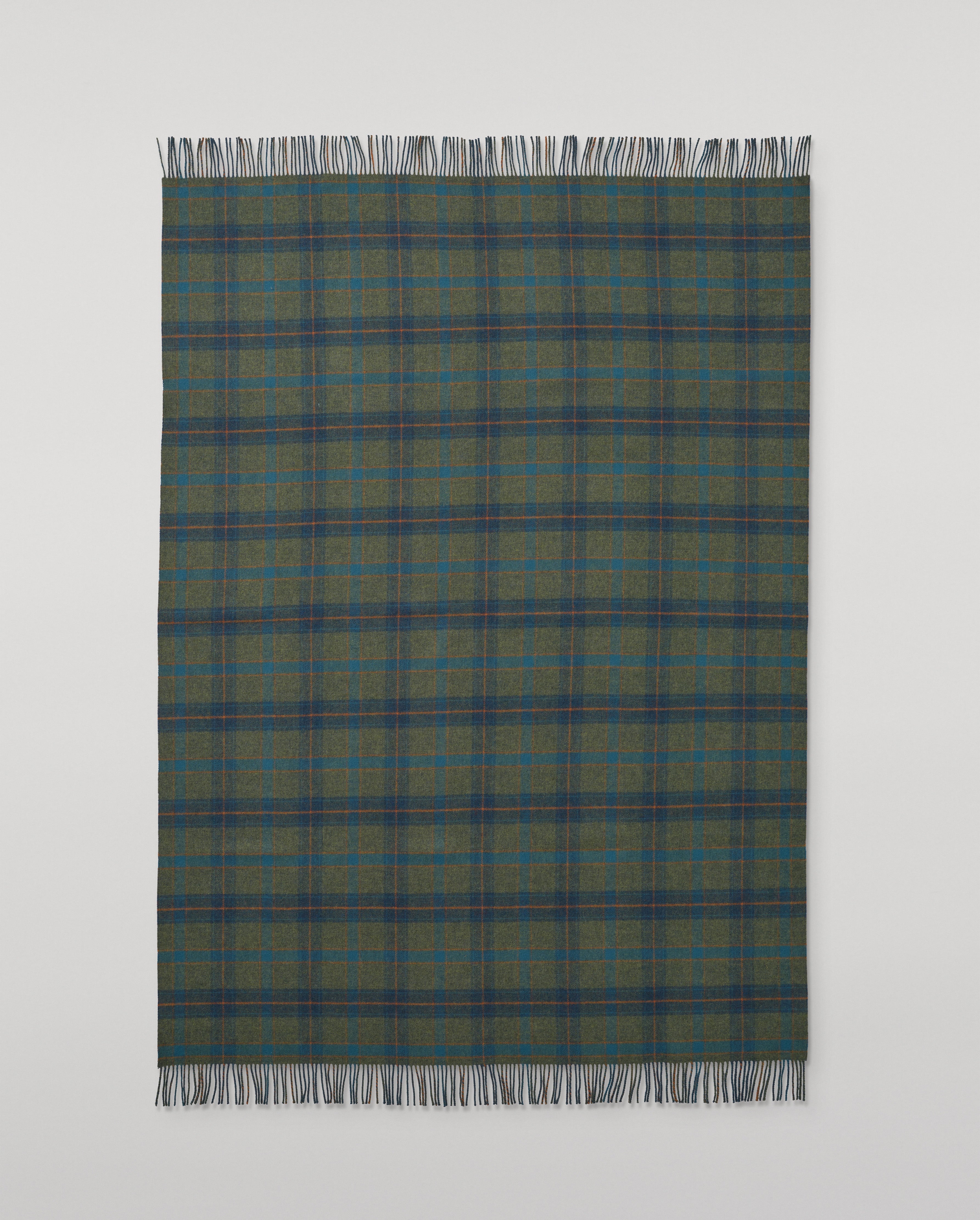 Double Face Green Check Lambswool Throw