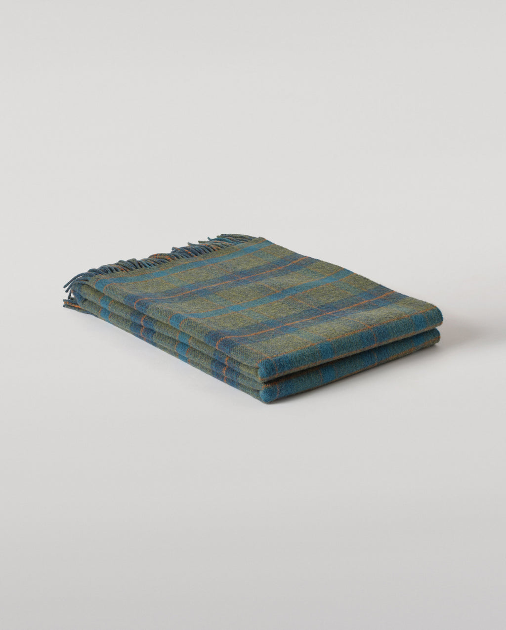 Double Face Green Check Lambswool Throw