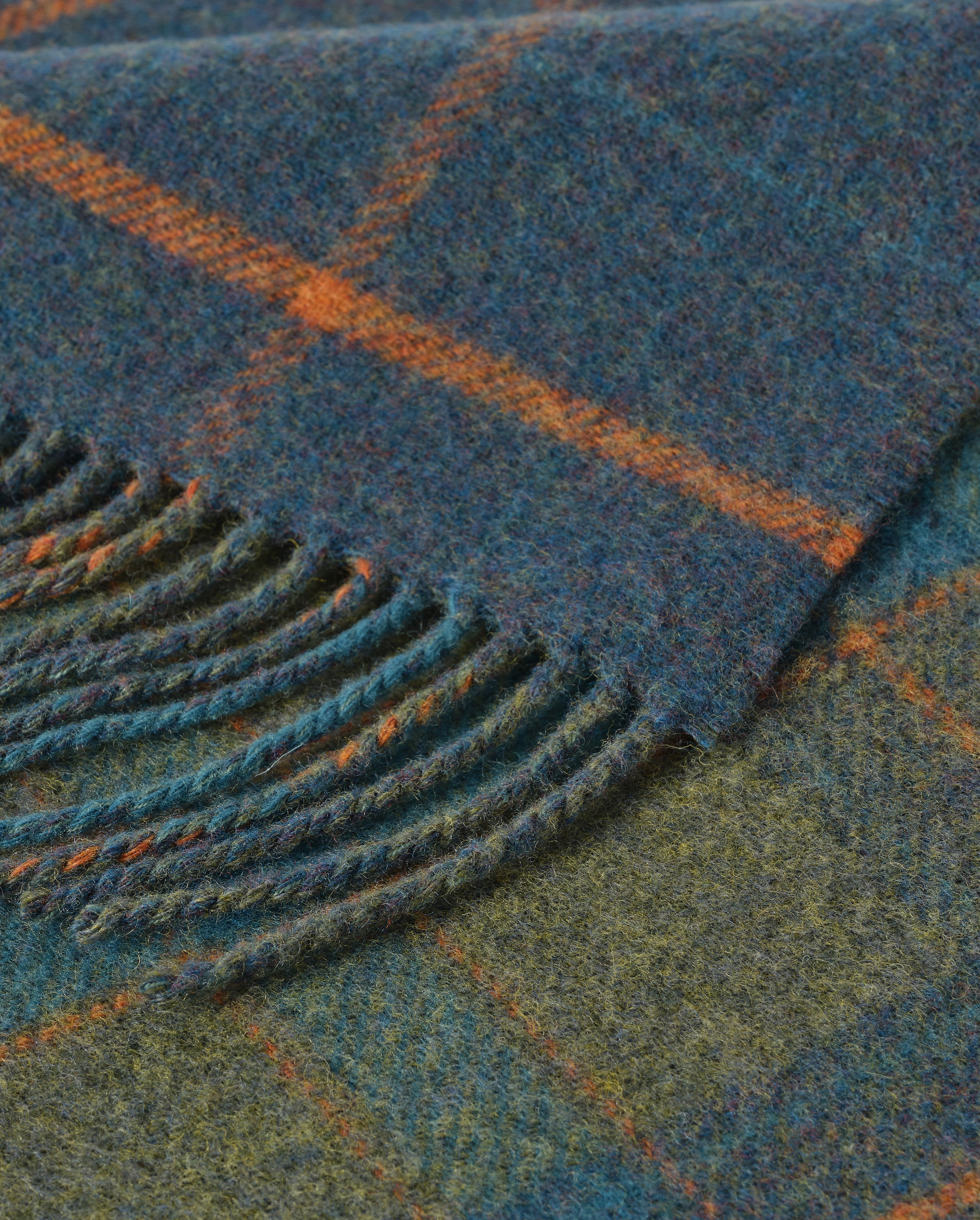 Double Face Green Check Lambswool Throw