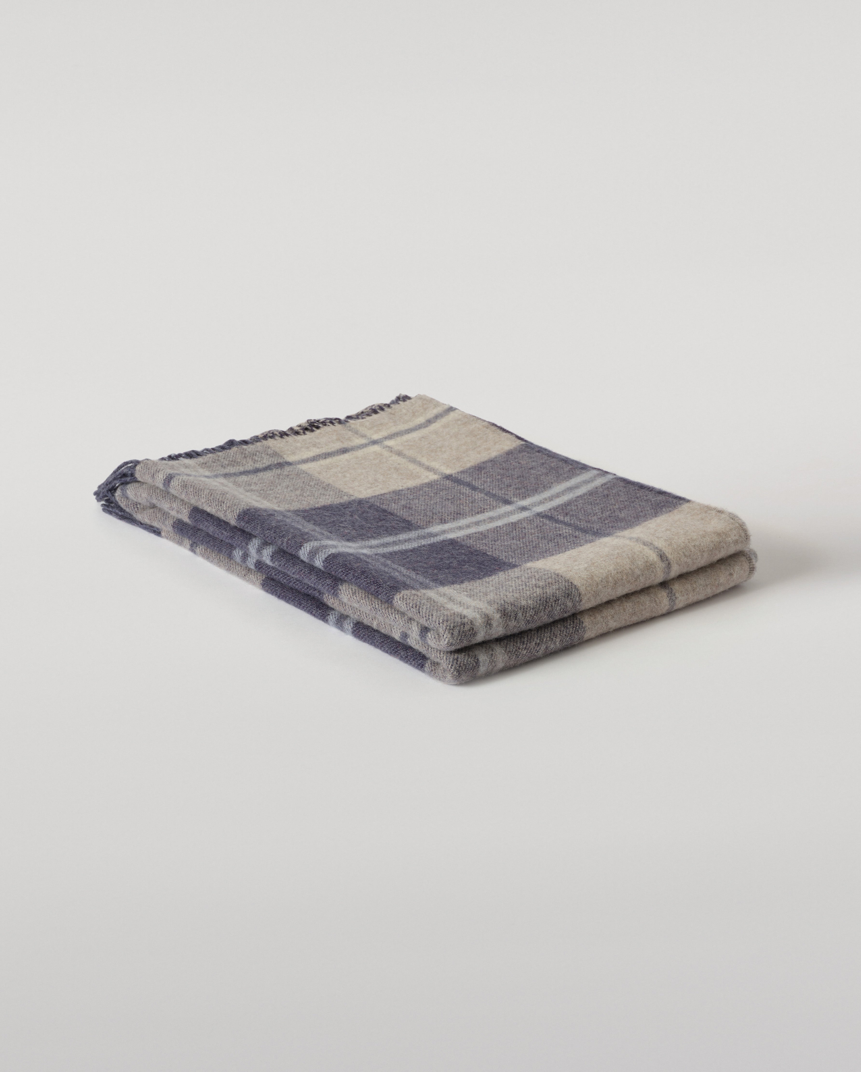 Double Face Blue & Cream Lambswool Throw