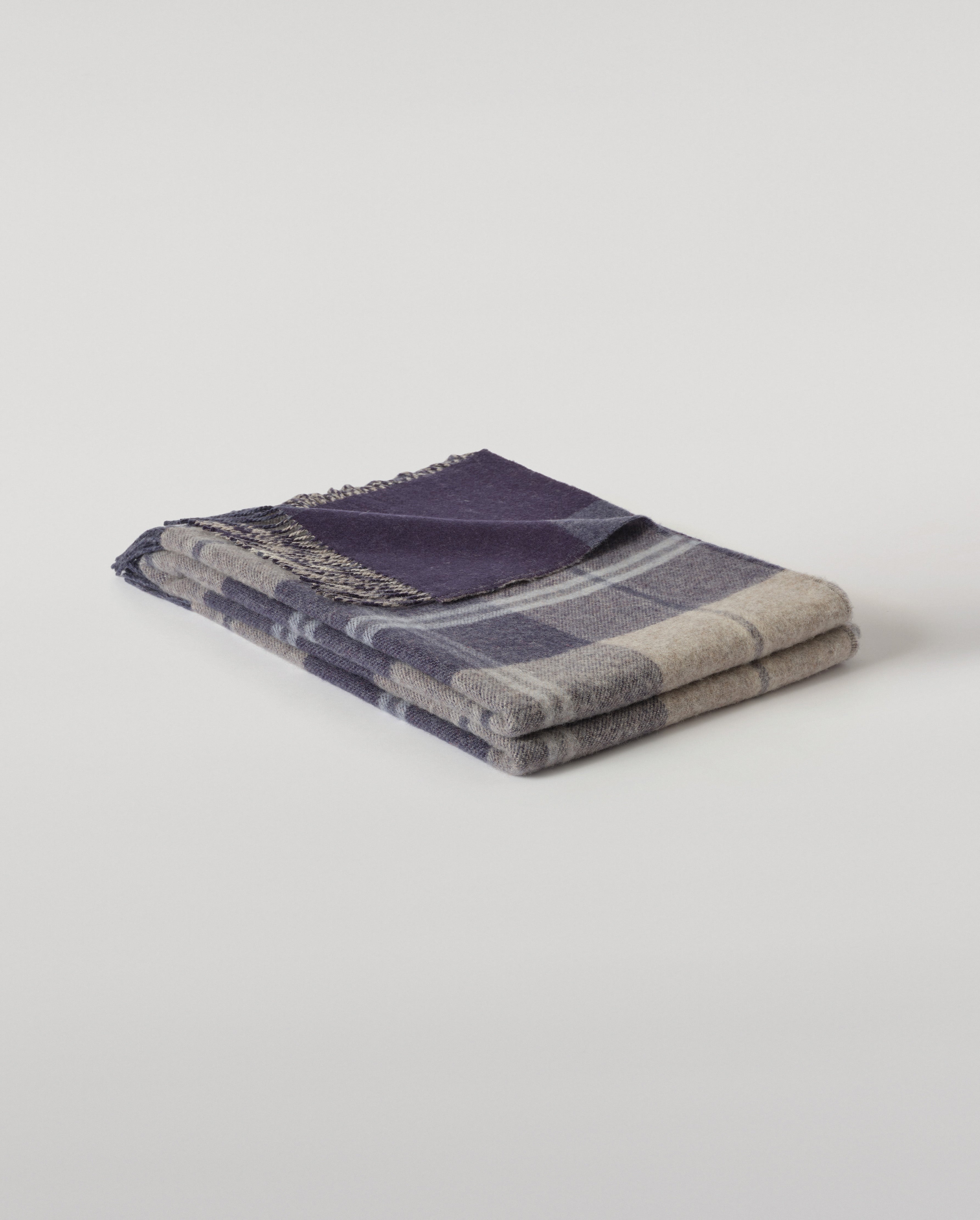 Double Face Blue & Cream Lambswool Throw
