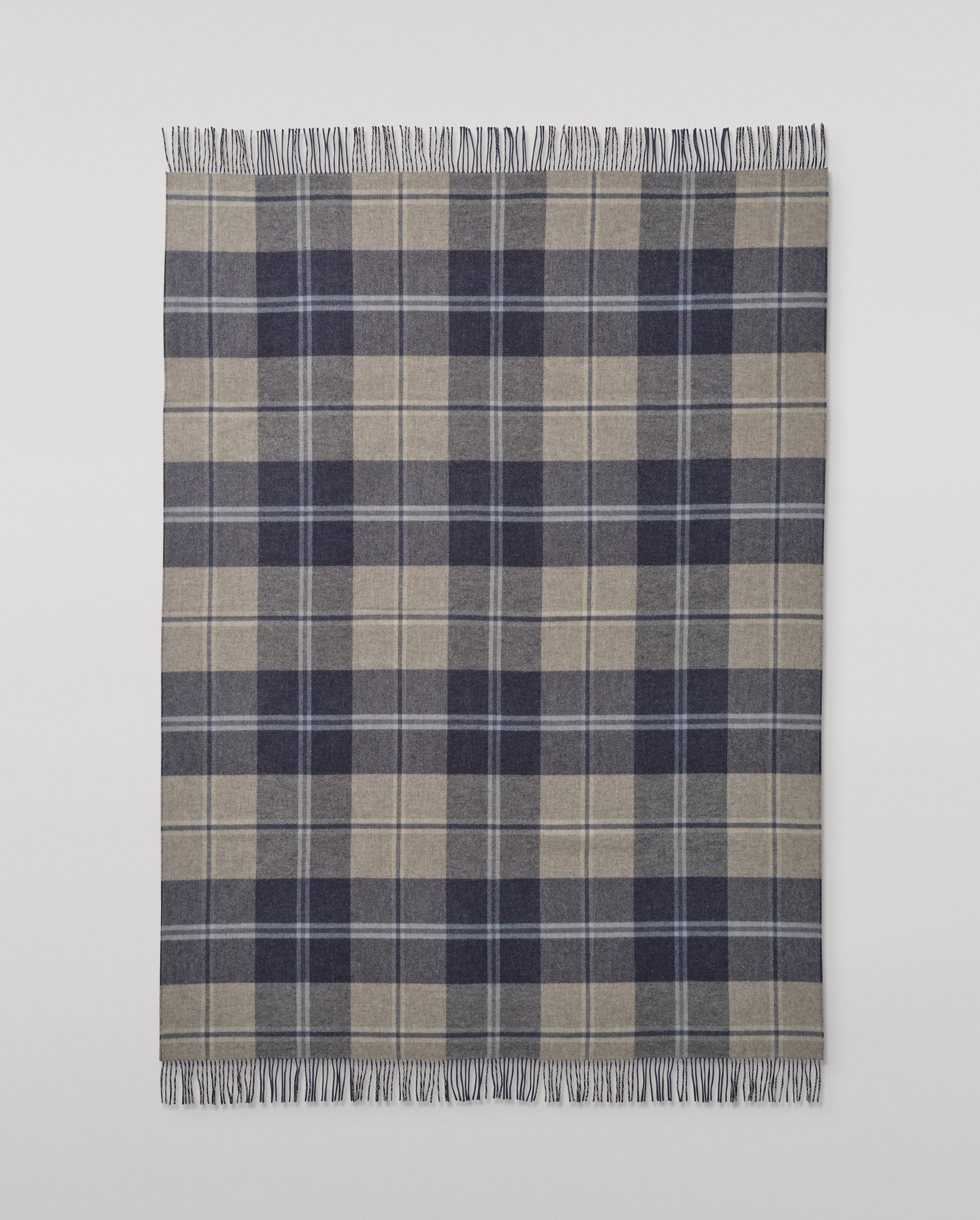 Double Face Blue & Cream Lambswool Throw