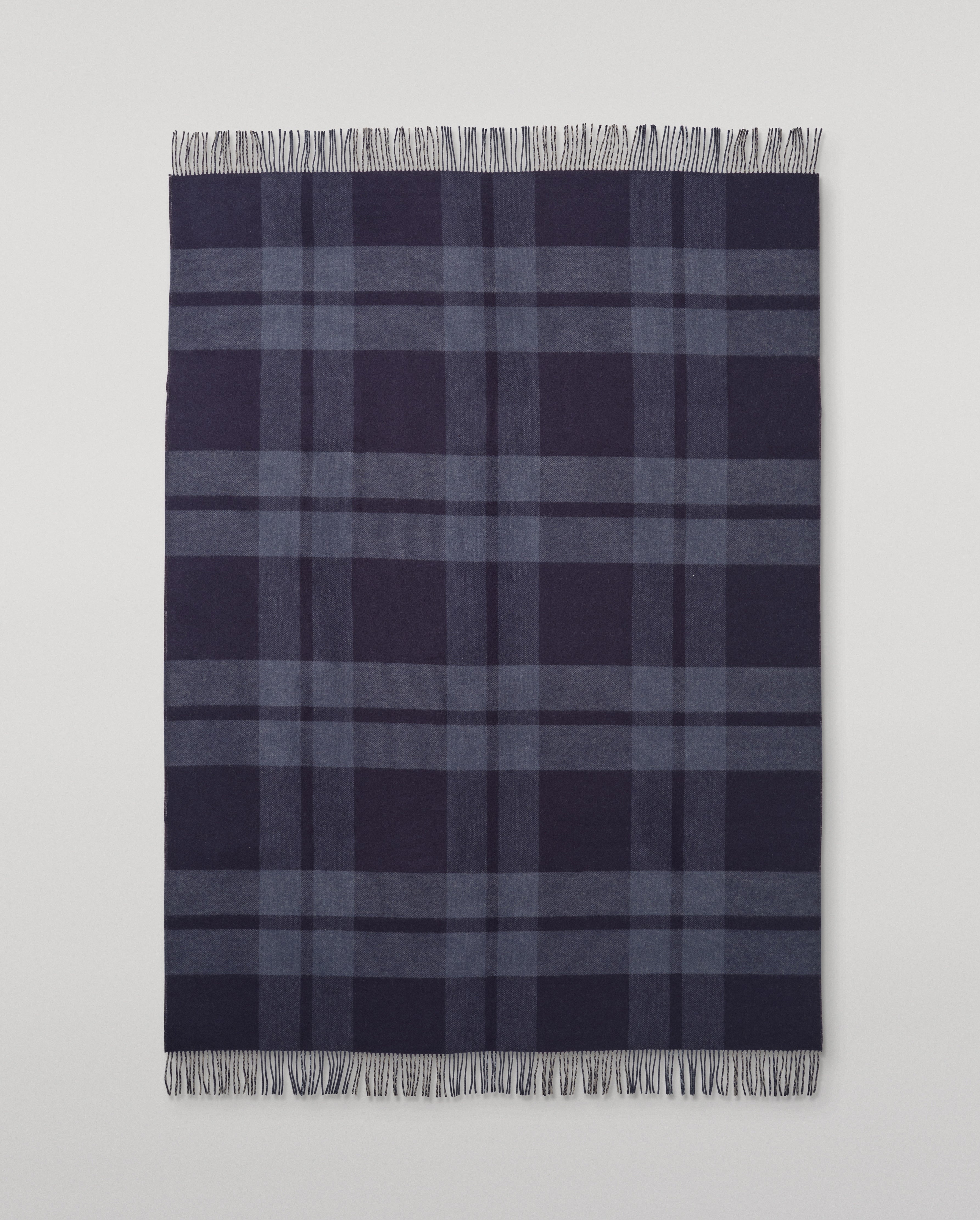 Double Face Blue & Cream Lambswool Throw