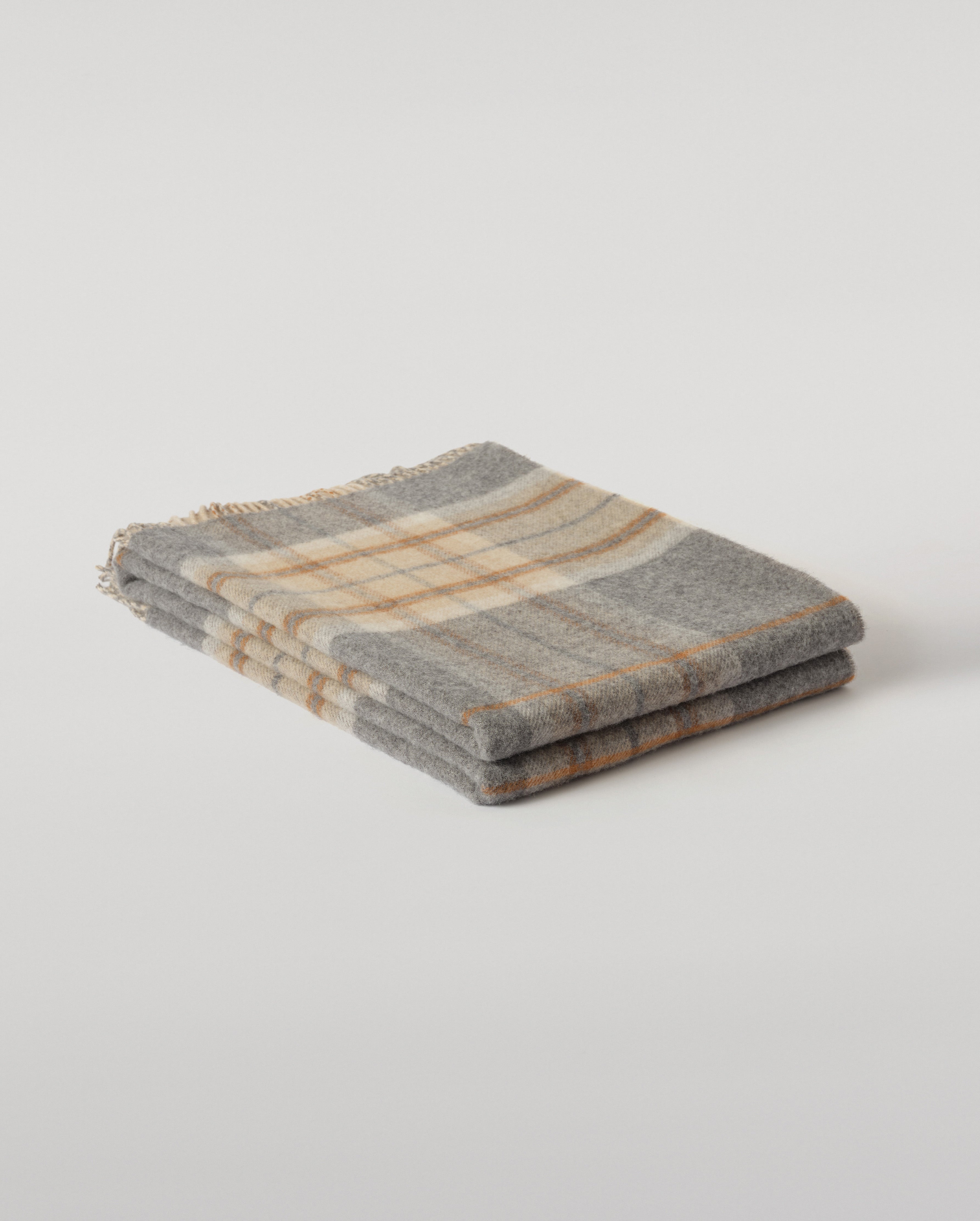 Double Face Grey & Brown Lambswool Throw