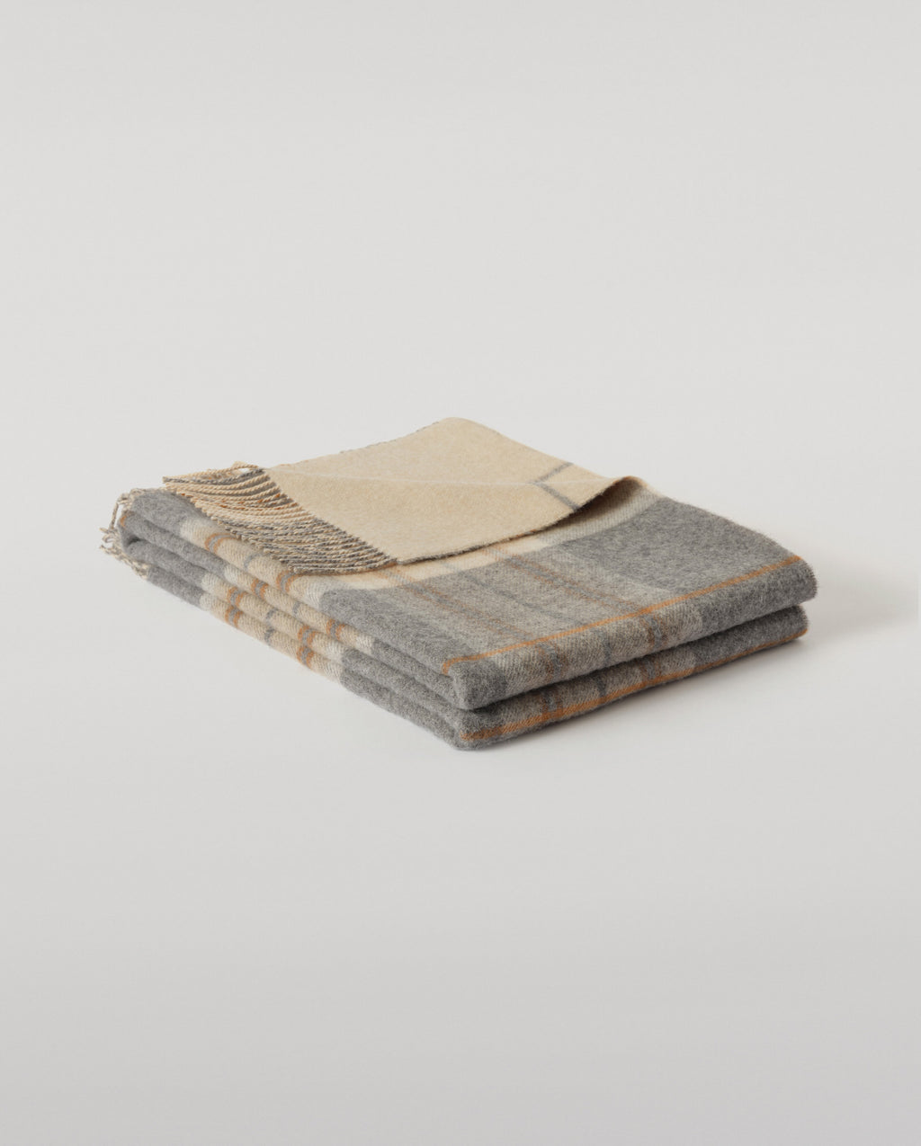 Double Face Grey & Brown Lambswool Throw