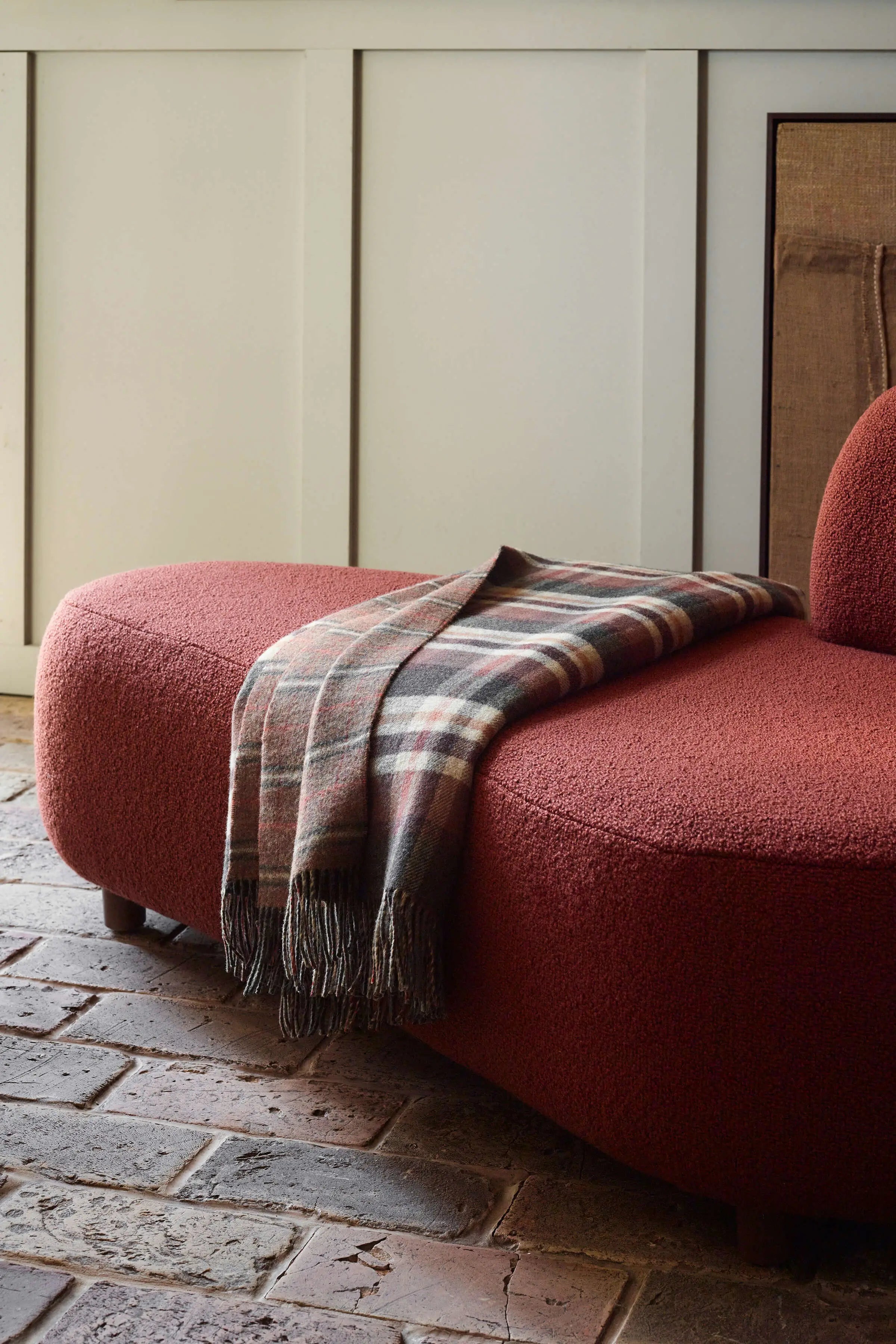 Double Face Lambswool Throw in Block & Windowpane Check