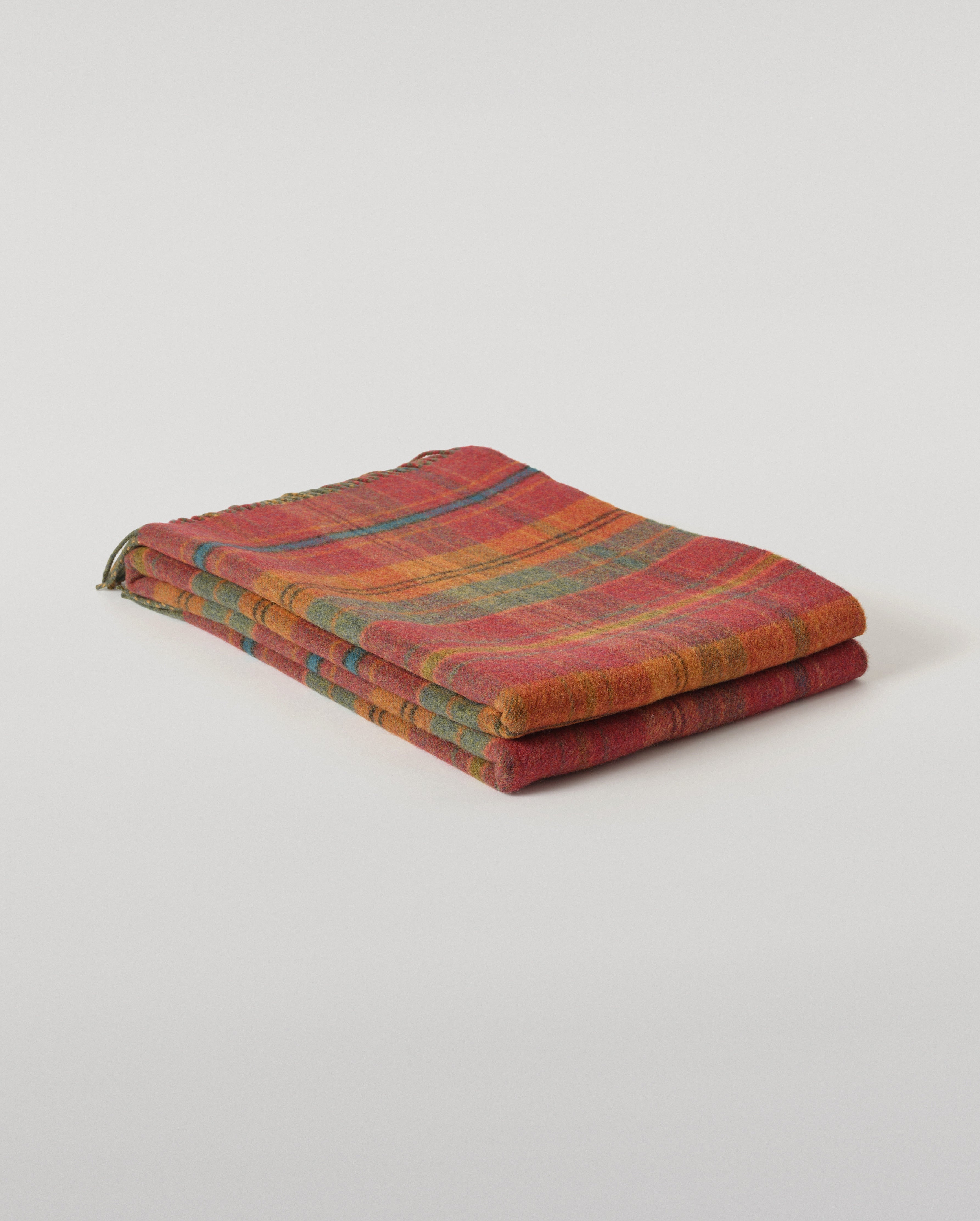 Double Face Red & Green Lambswool Throw