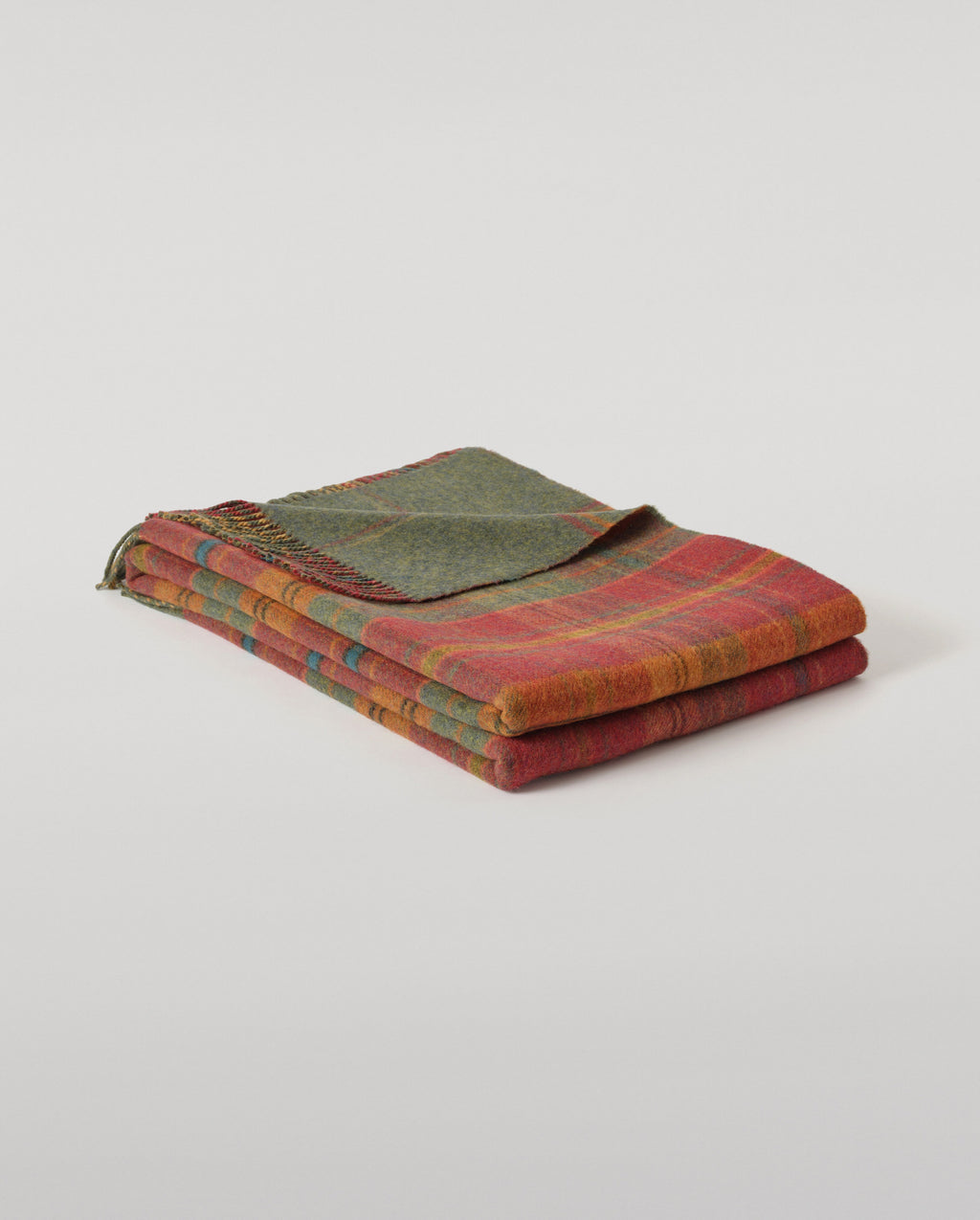Double Face Red & Green Lambswool Throw
