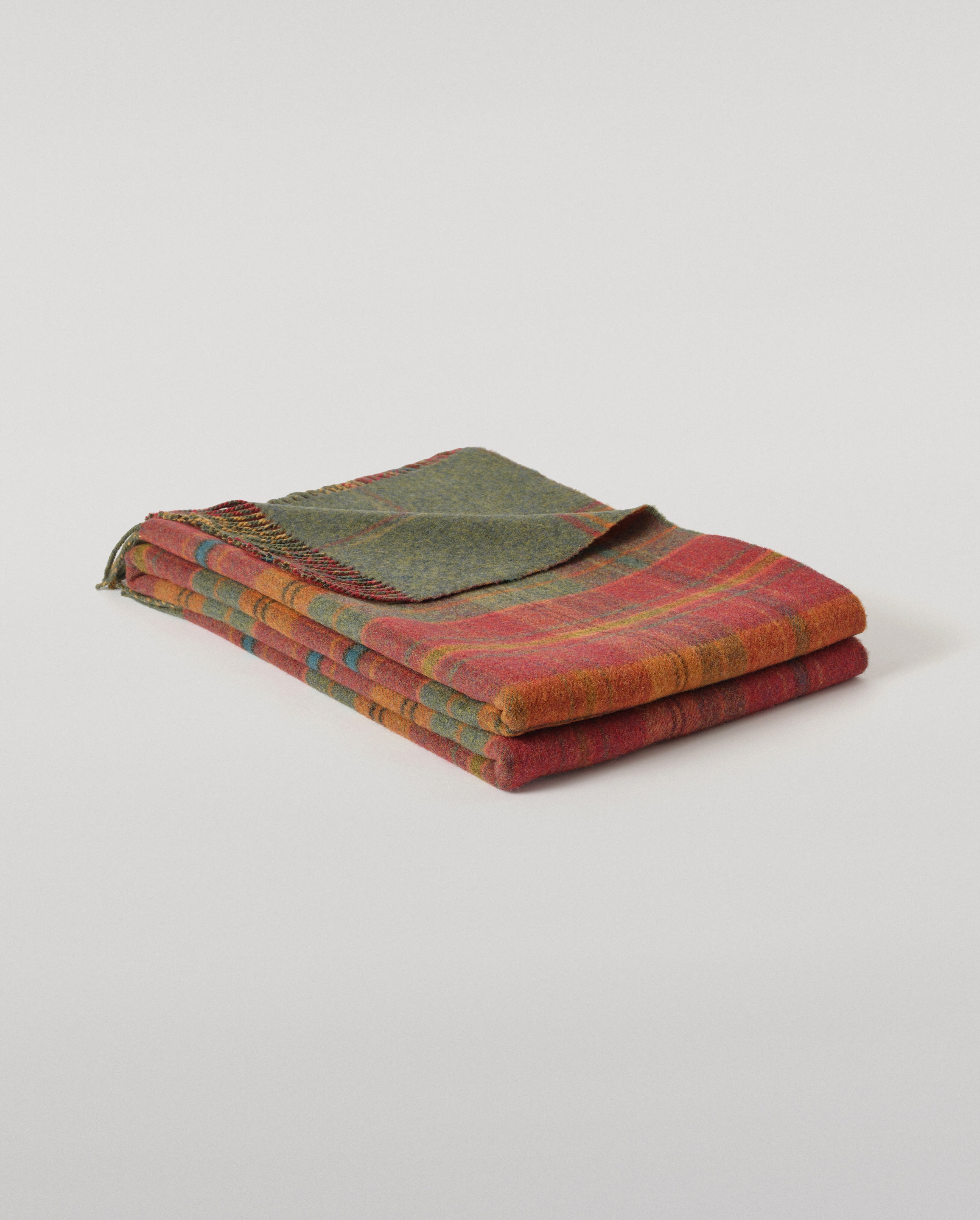 Double Face Red & Green Lambswool Throw