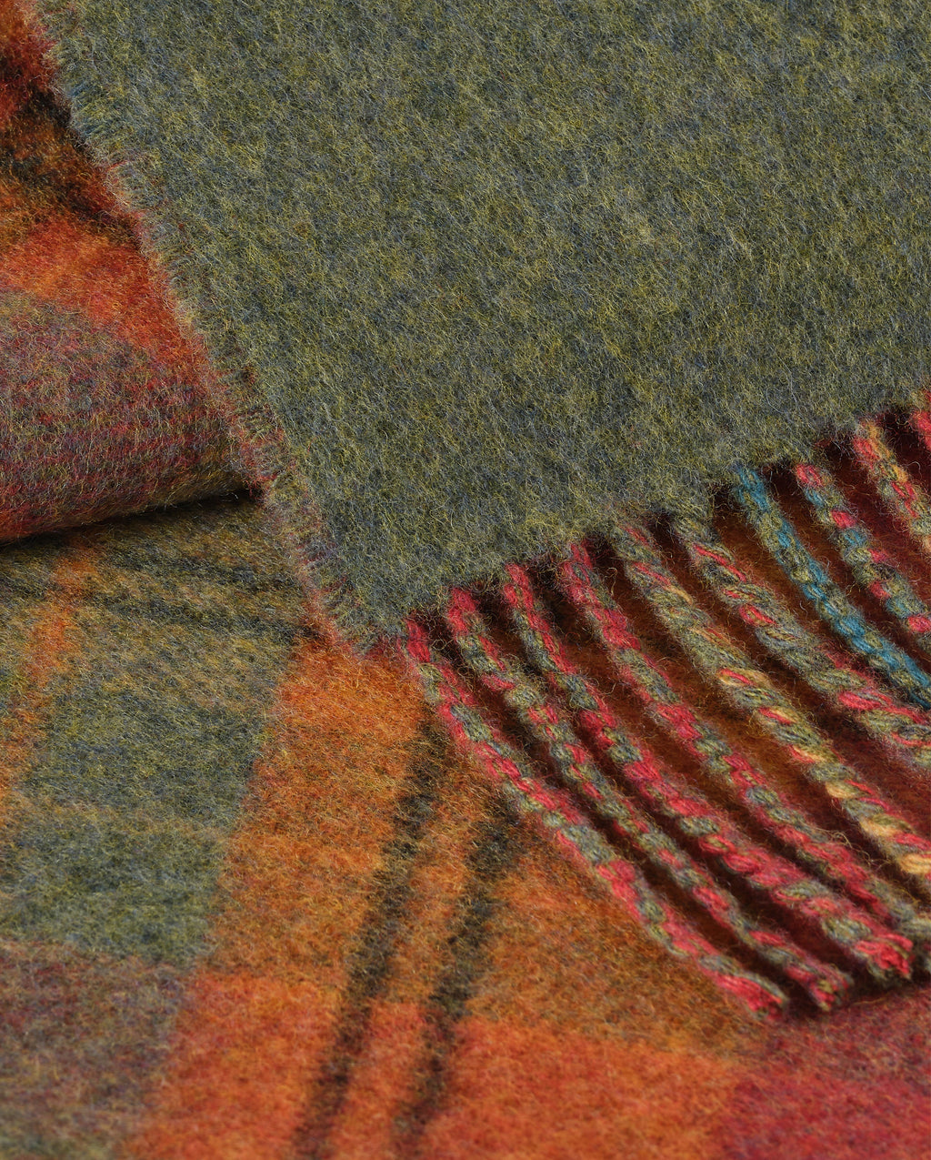 Double Face Red & Green Lambswool Throw