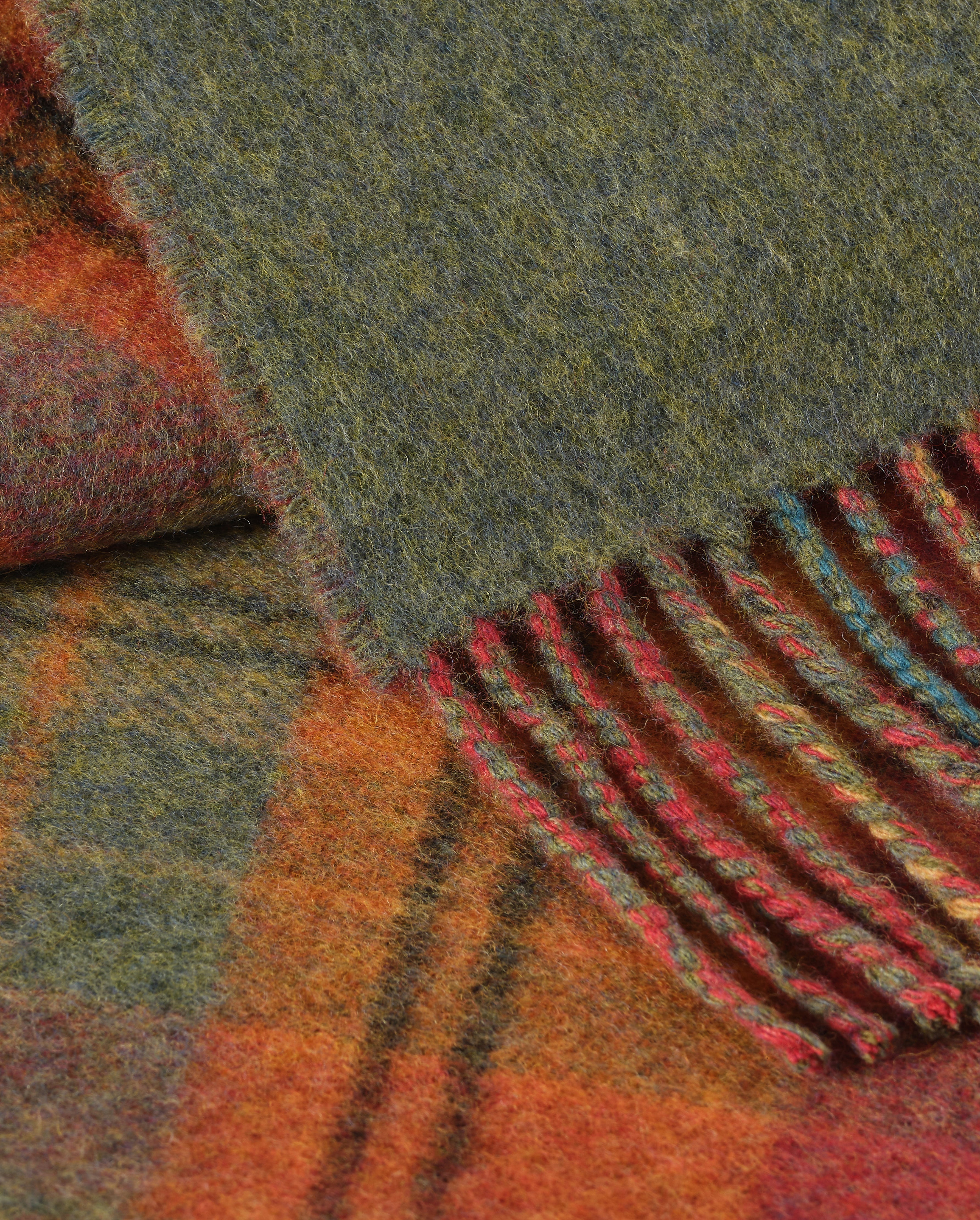 Double Face Red & Green Lambswool Throw