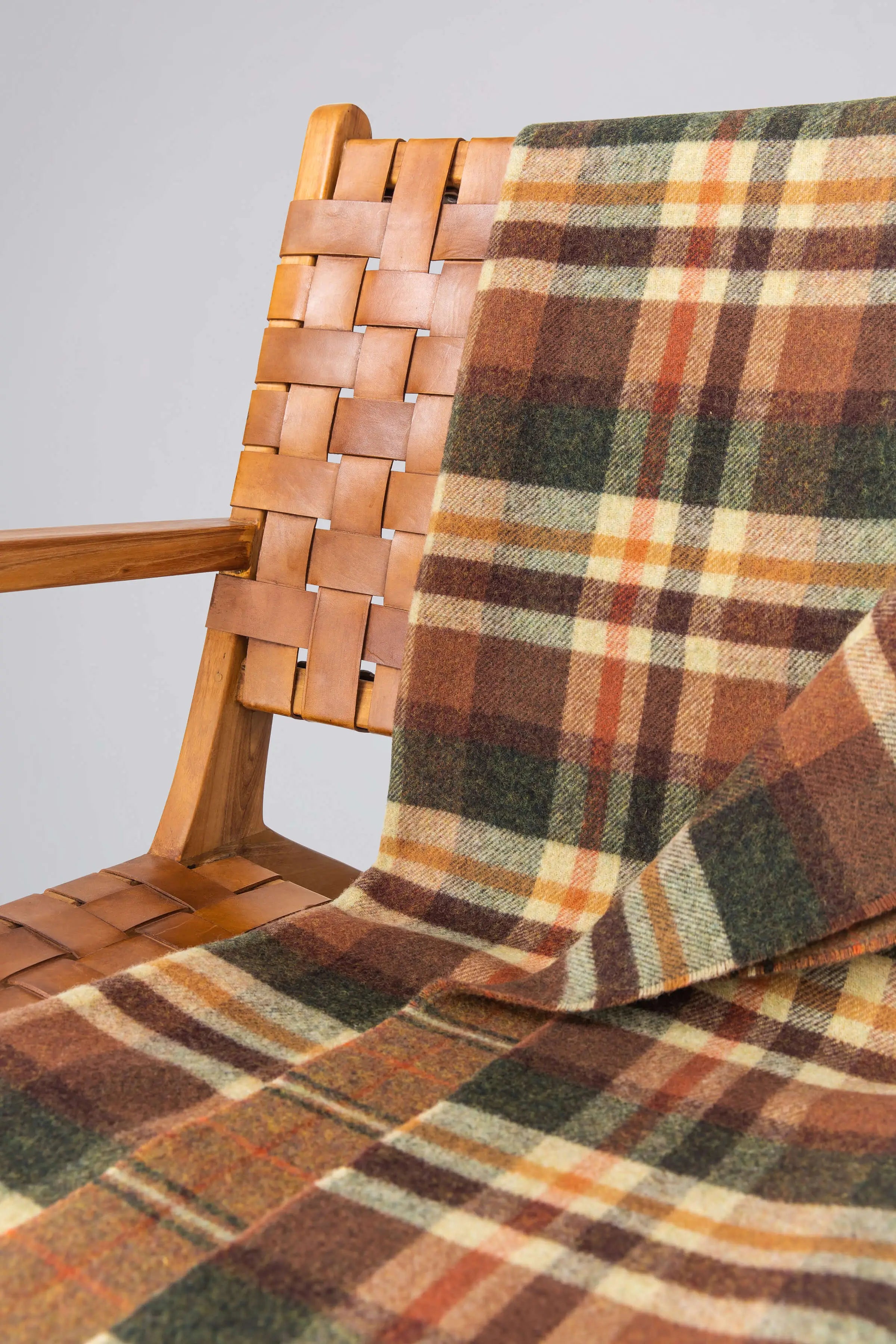 Double Face Lambswool Throw in Block & Windowpane Check