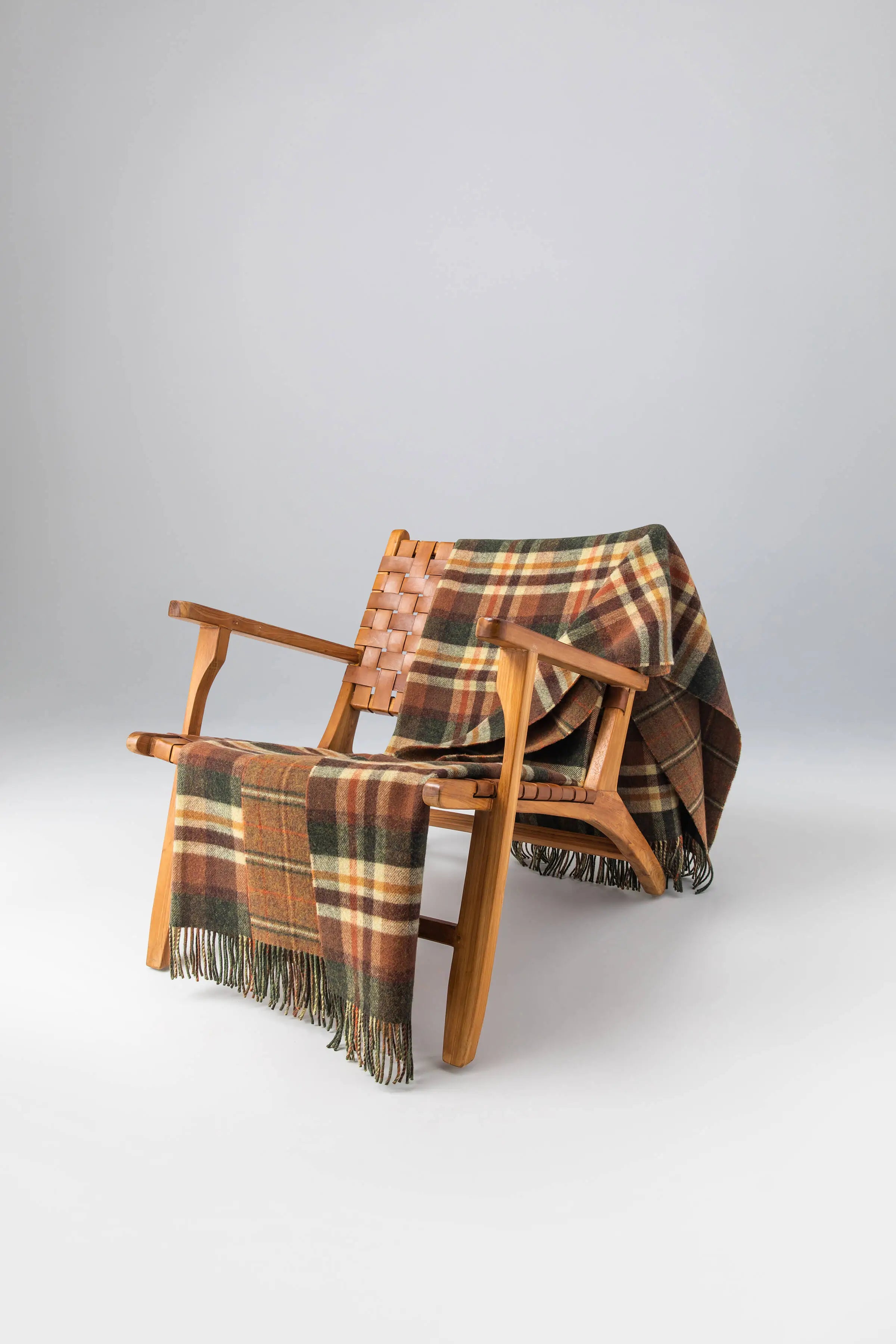 Double Face Lambswool Throw in Block & Windowpane Check