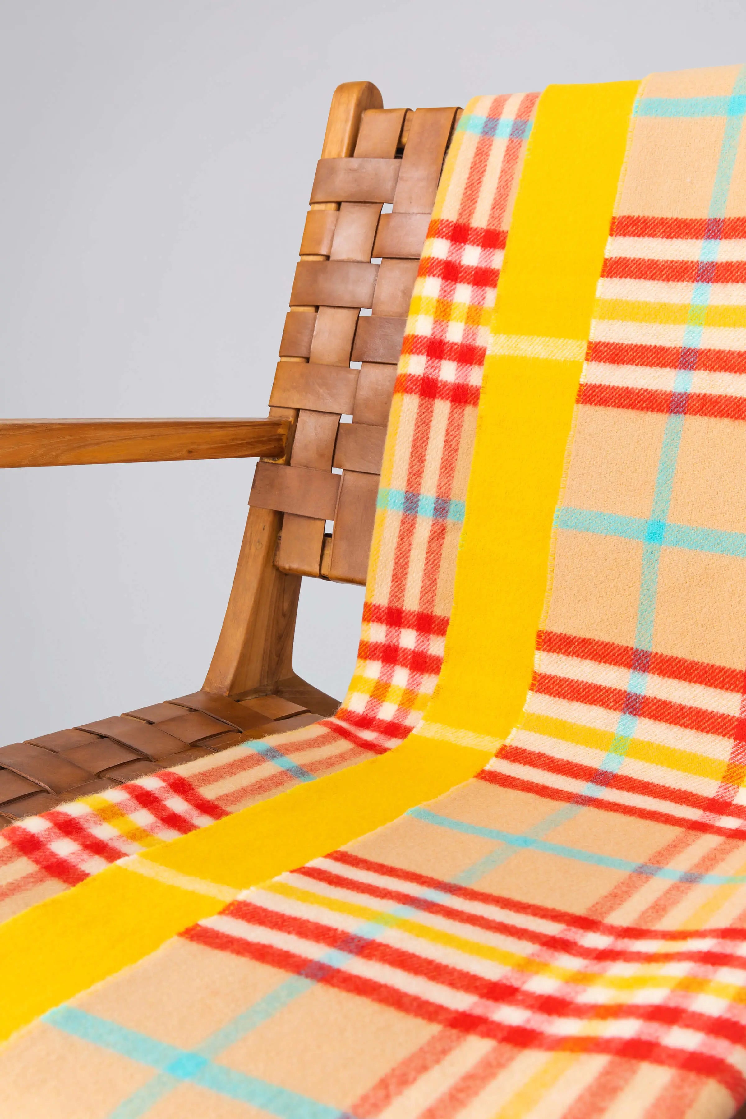 Vibrant Reversible Lambswool Throw in Check & Windowpane