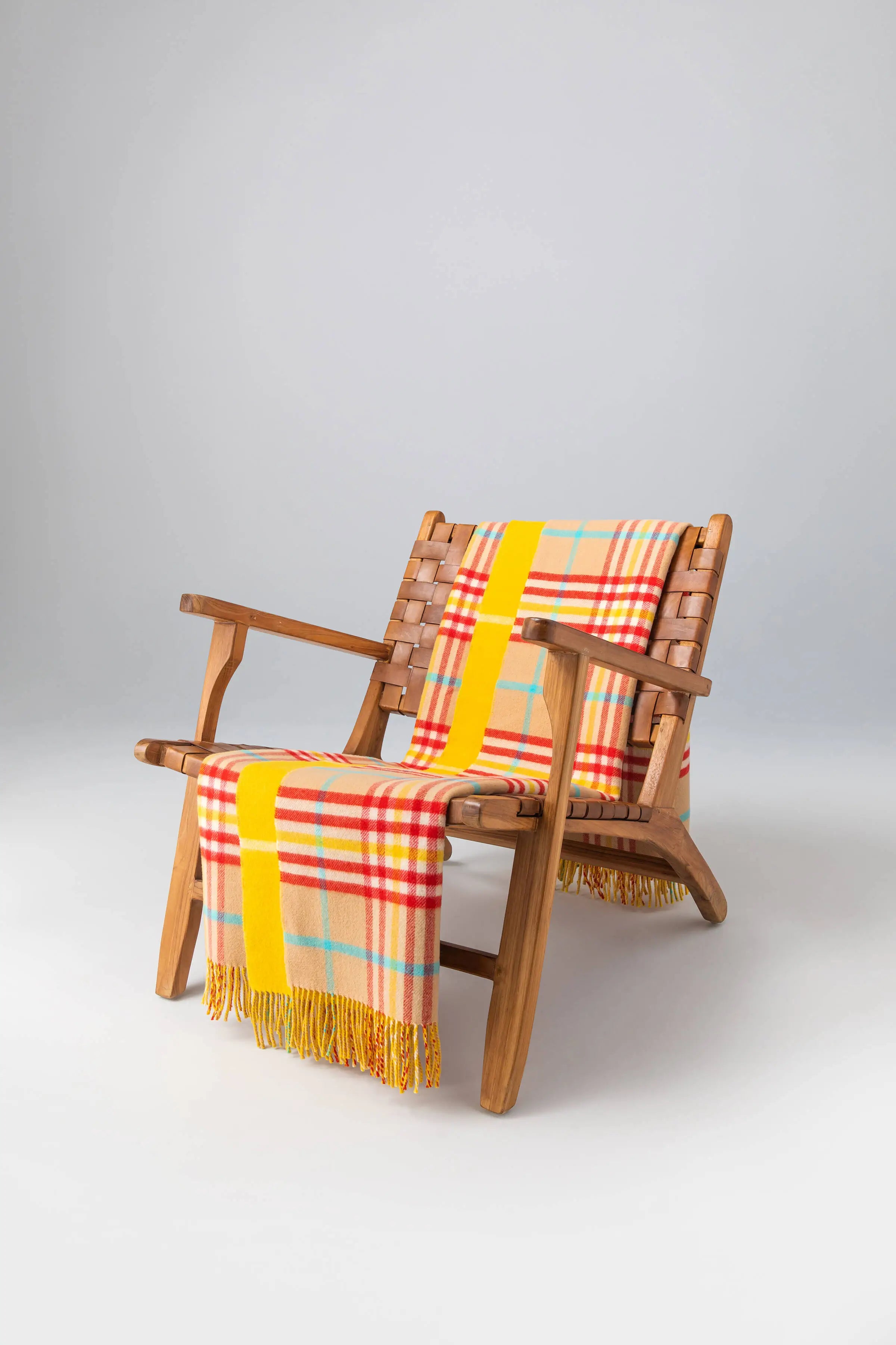 Vibrant Reversible Lambswool Throw in Check & Windowpane