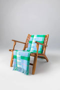 Vibrant Reversible Lambswool Throw in Bordered Block Check