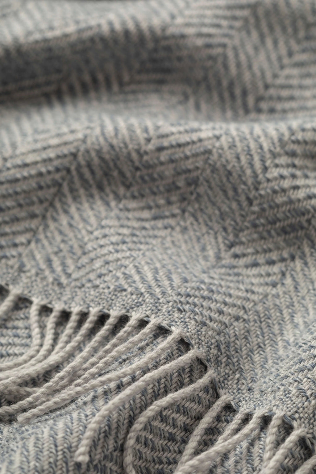 Texture Herringbone Merino Throw in Grey
