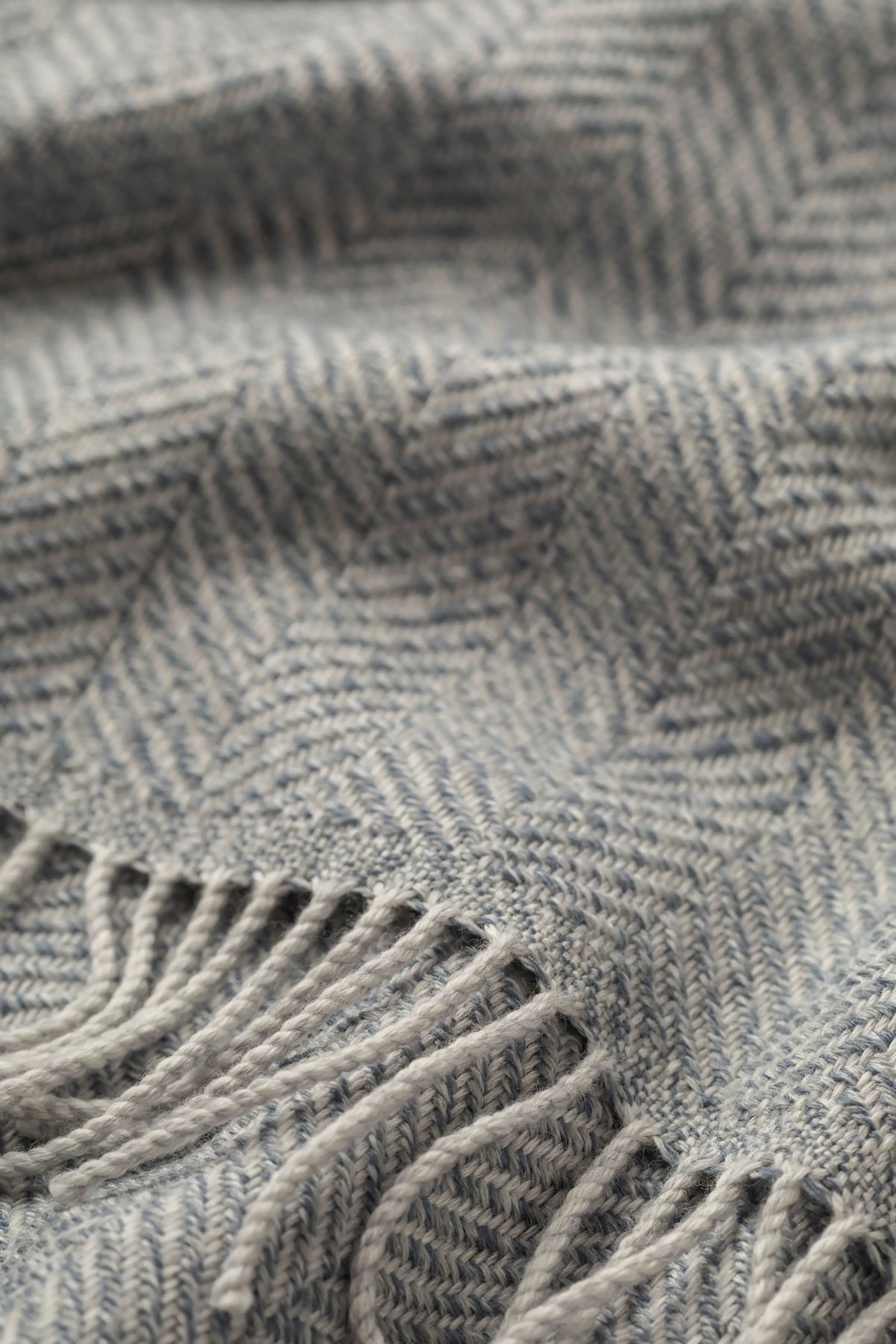 Texture Herringbone Merino Throw in Grey