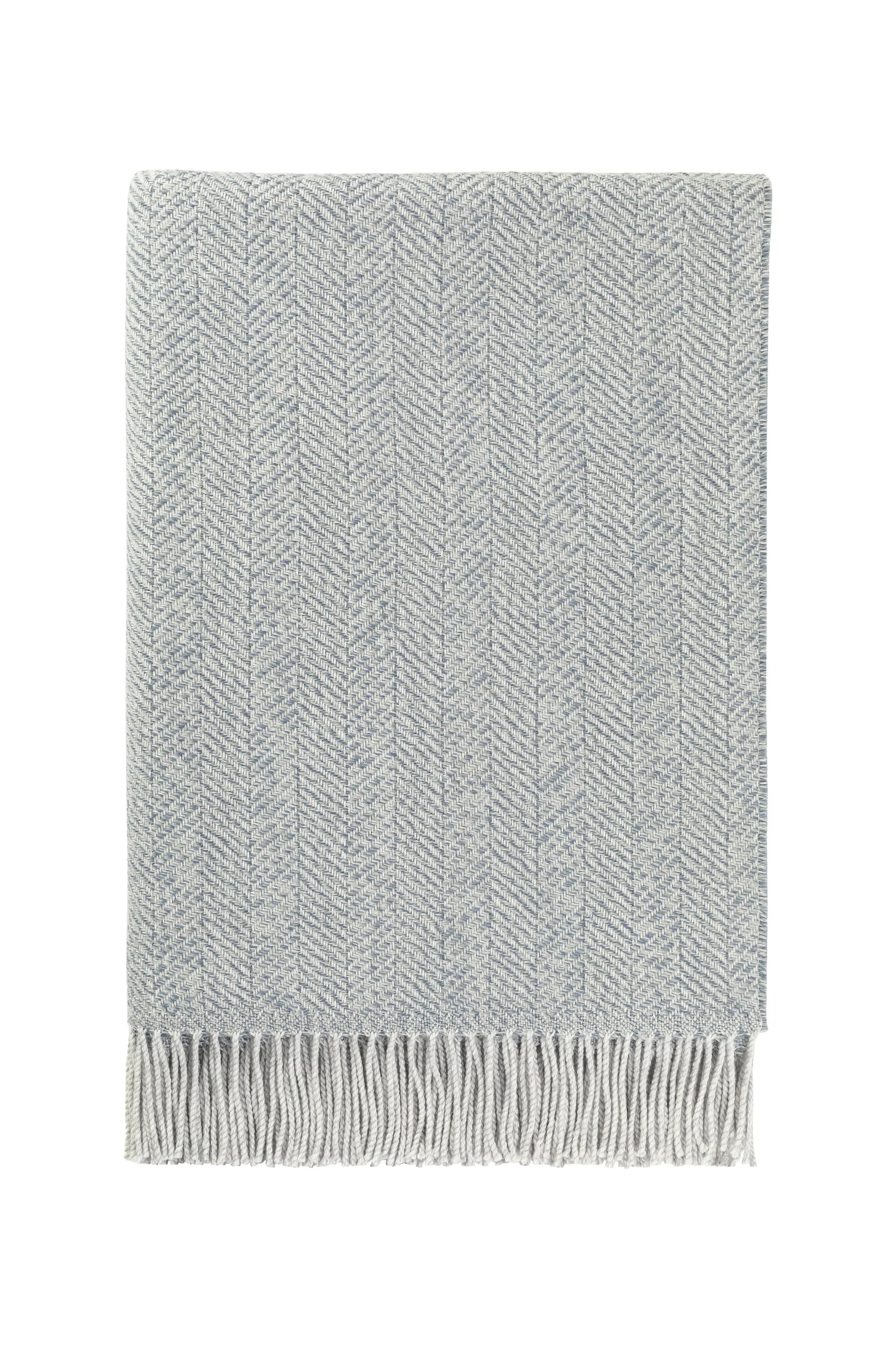 Texture Herringbone Merino Throw in Grey