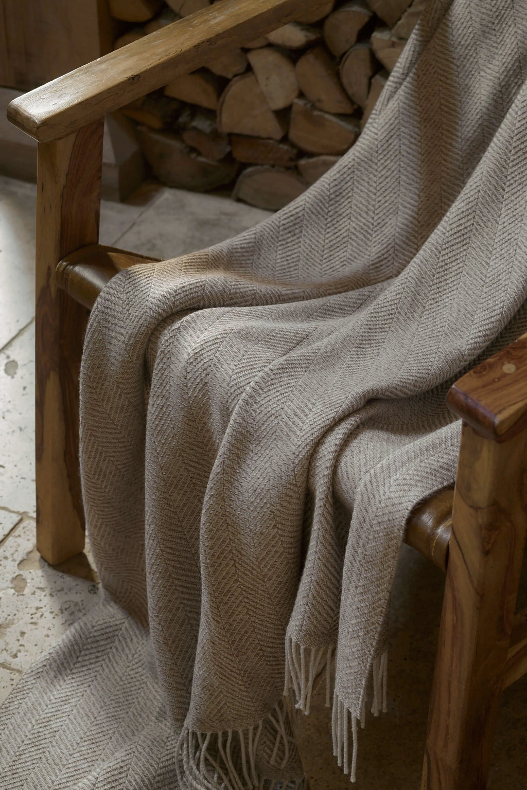 Texture Herringbone Natural Merino Throw