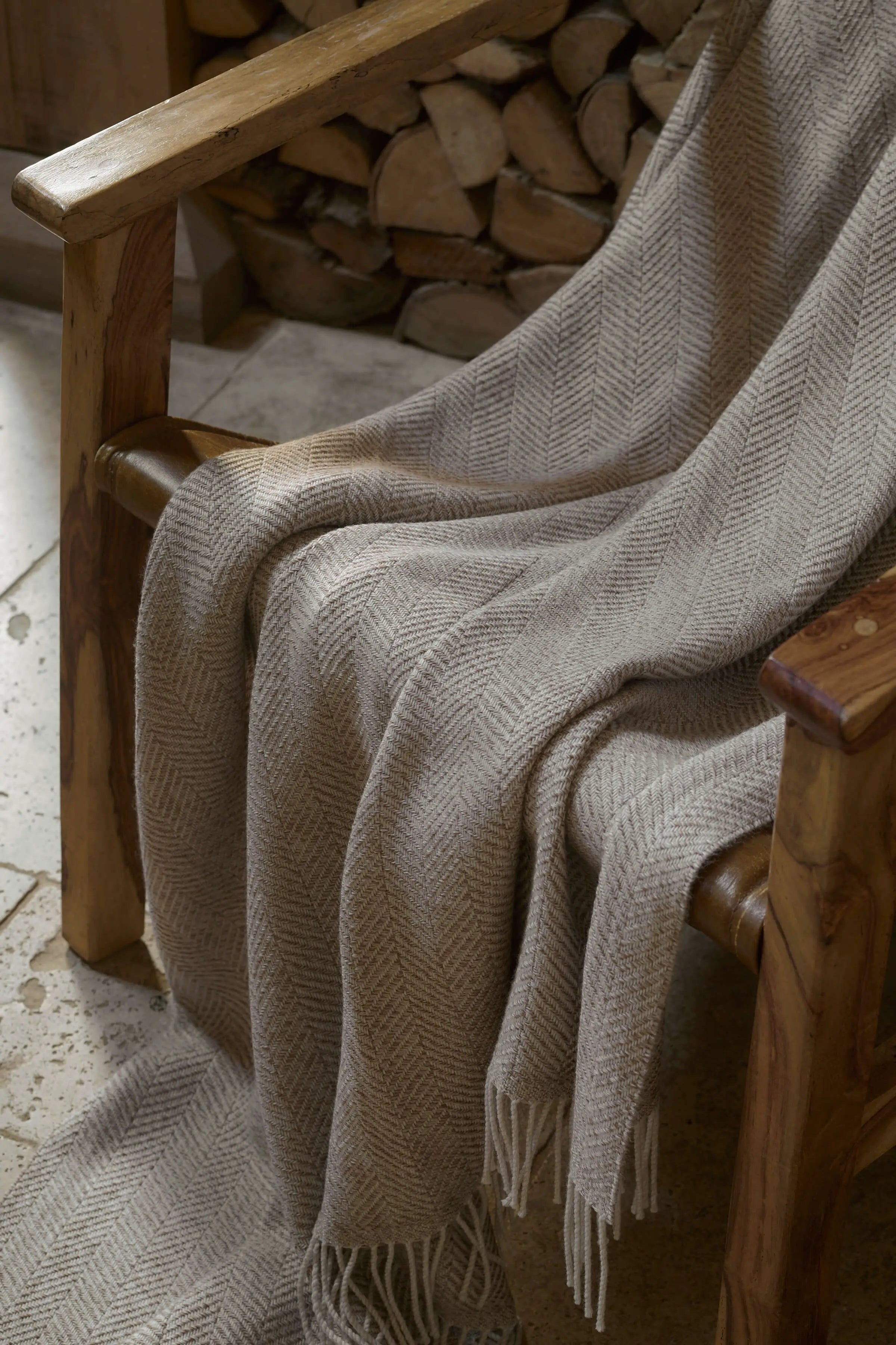Texture Herringbone Natural Merino Throw