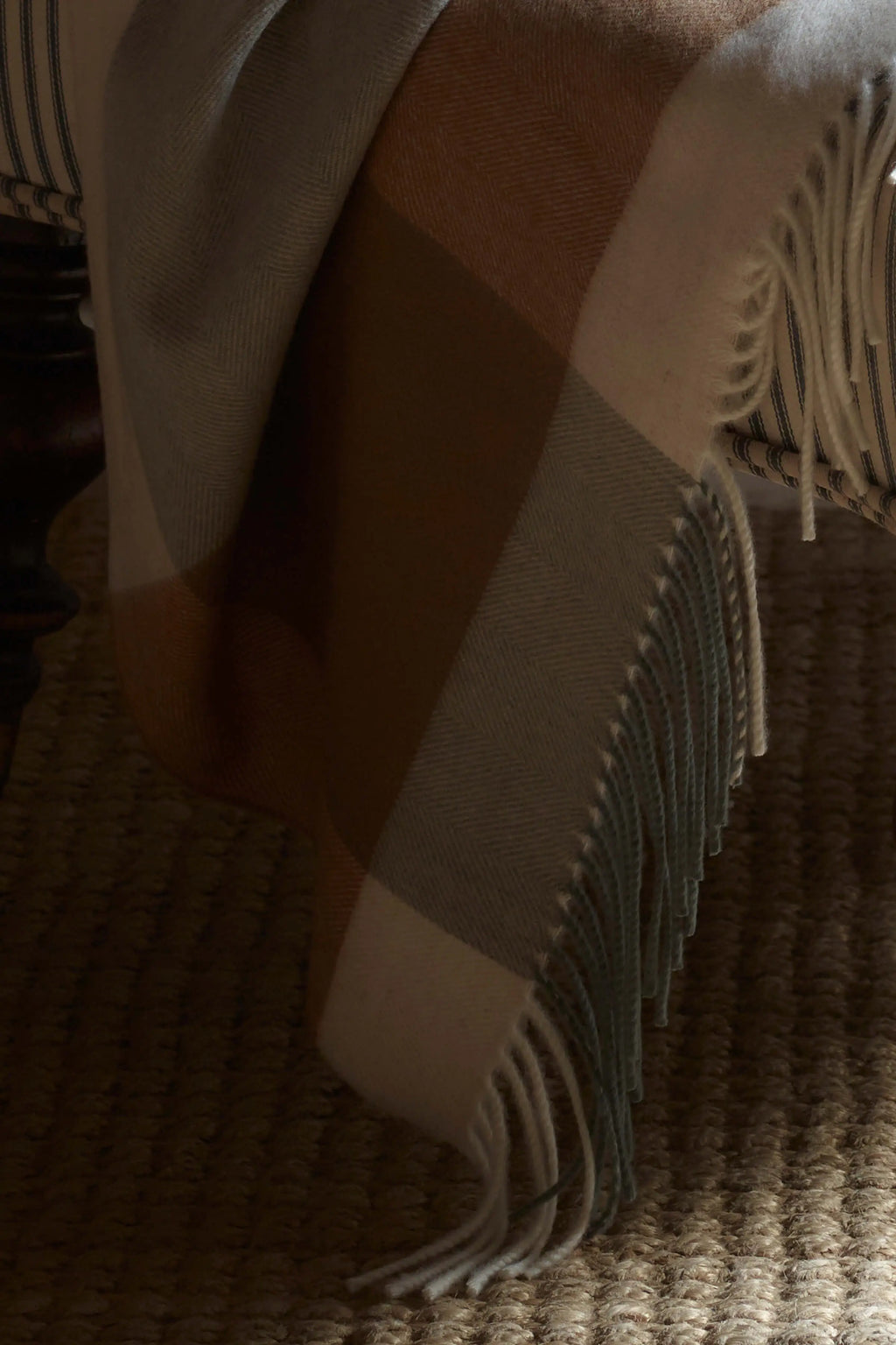 Block Border Wool Throw in Warm