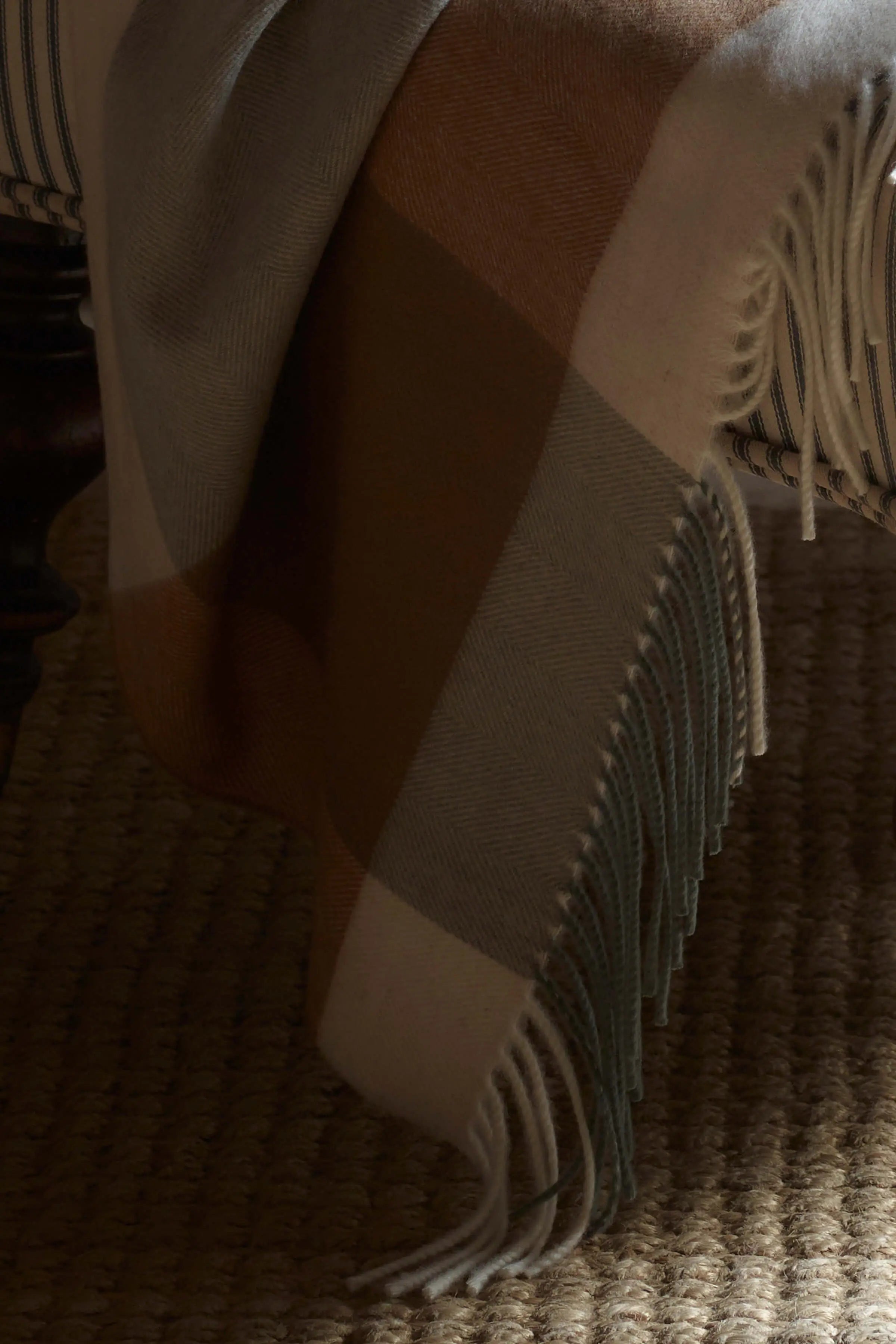 Block Border Wool Throw in Warm