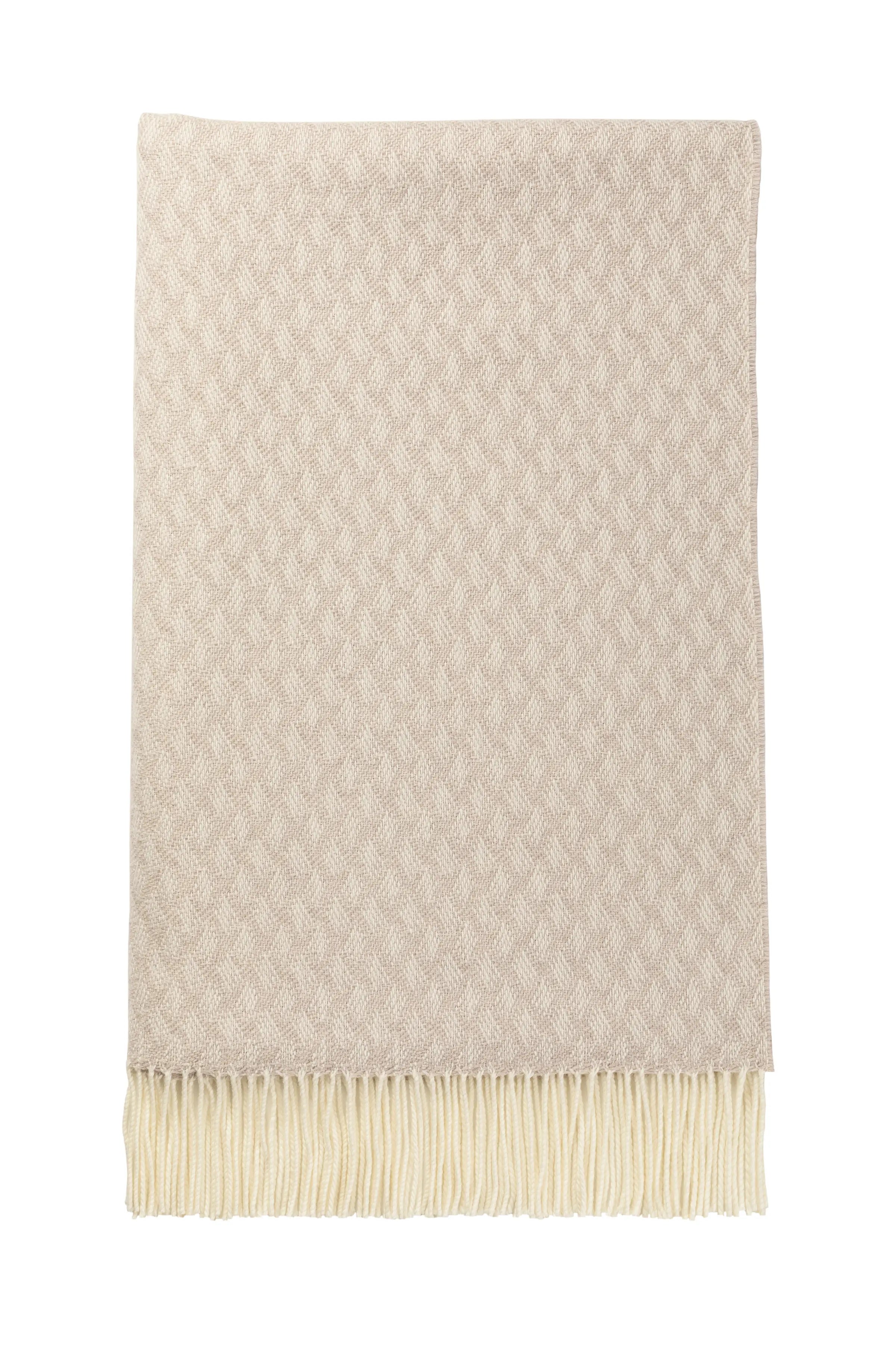 Trellis Weave Merino Bed Throw in Light Taupe