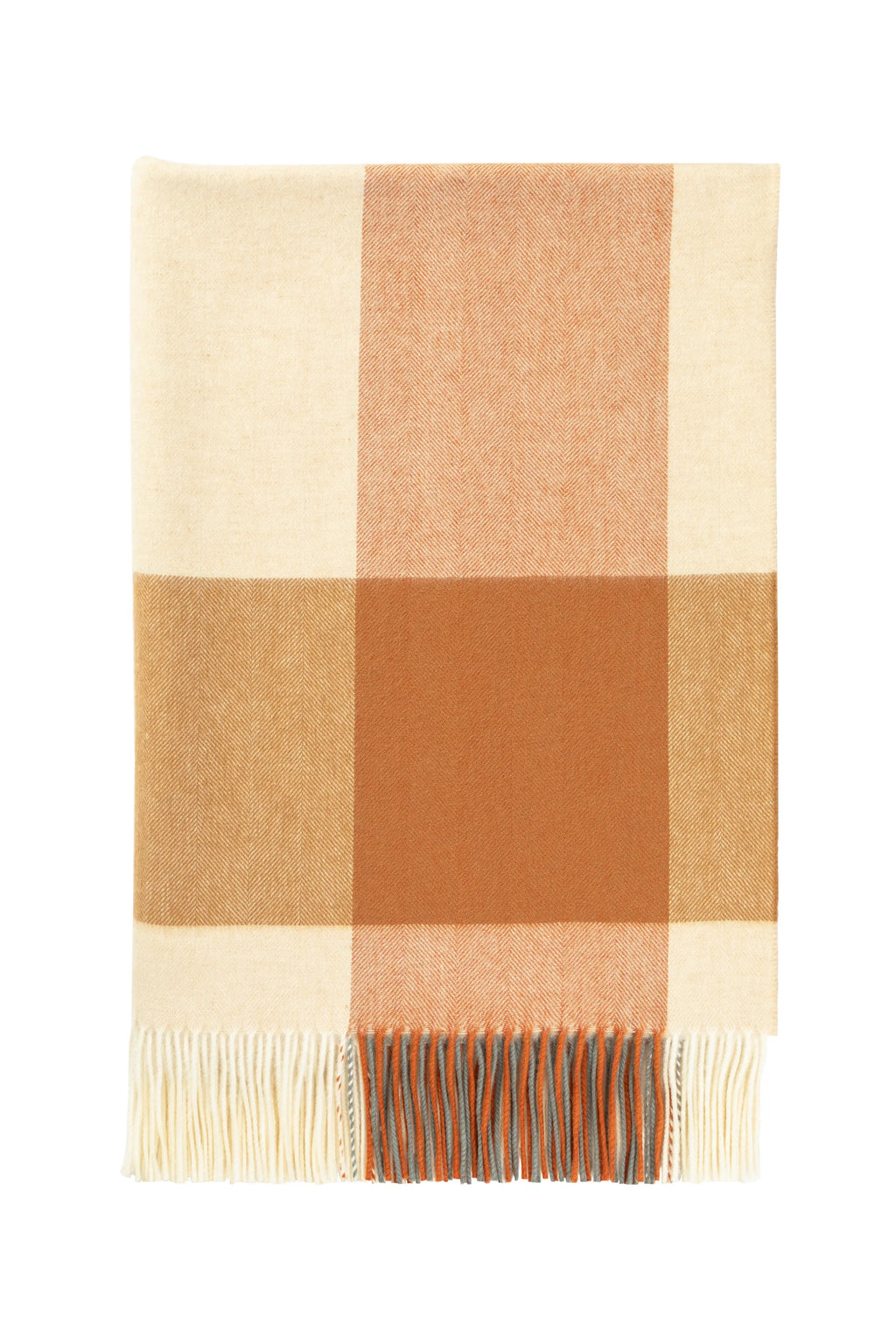 Block Border Wool Throw in Warm