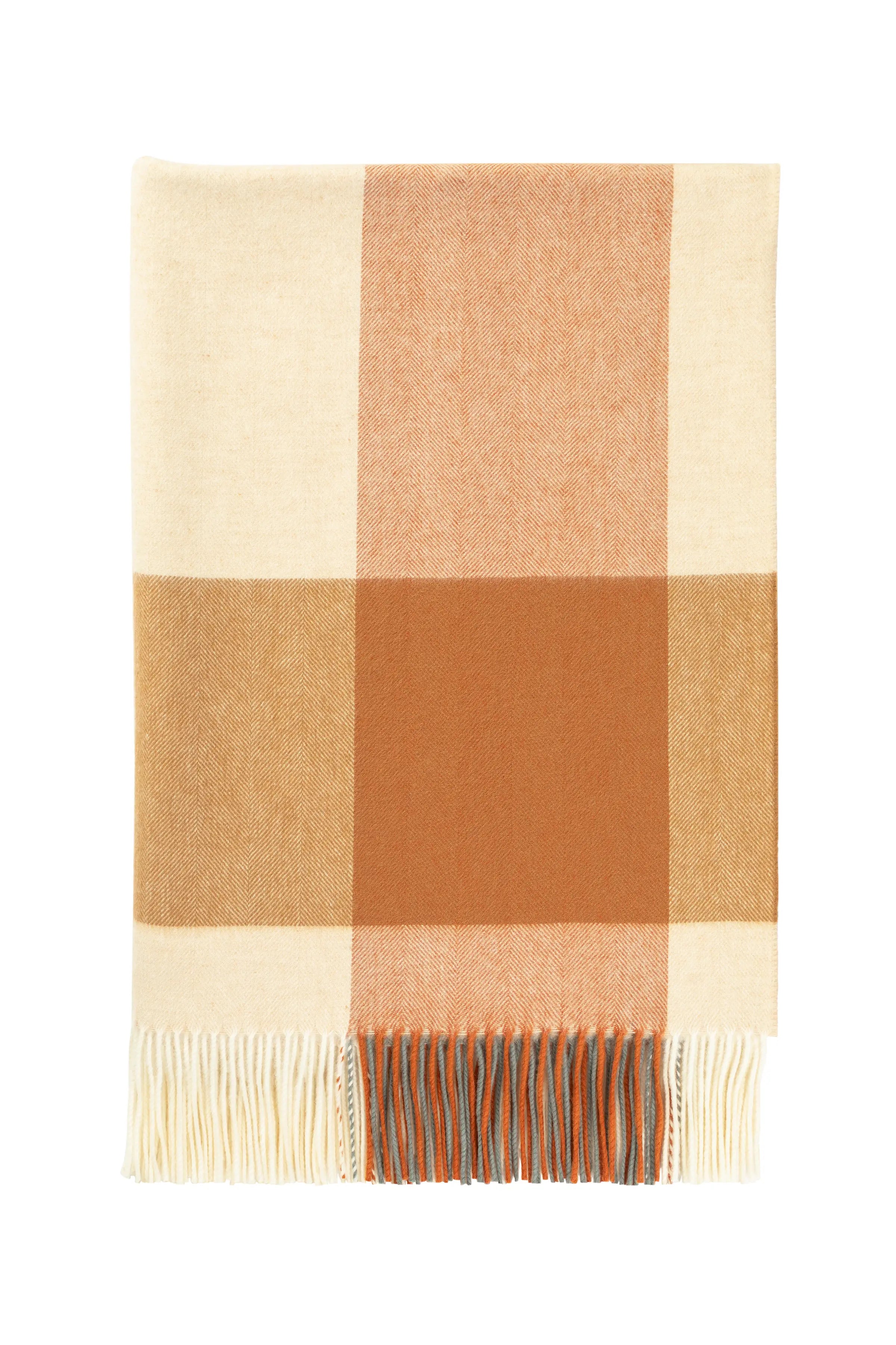 Block Border Wool Throw in Warm