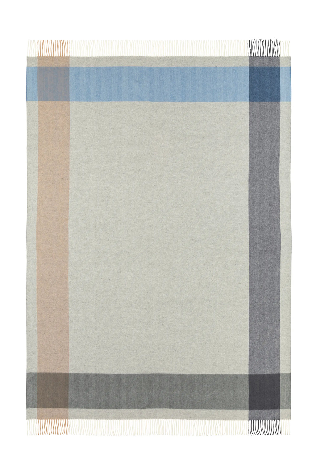 Block Border Wool Throw in Cool